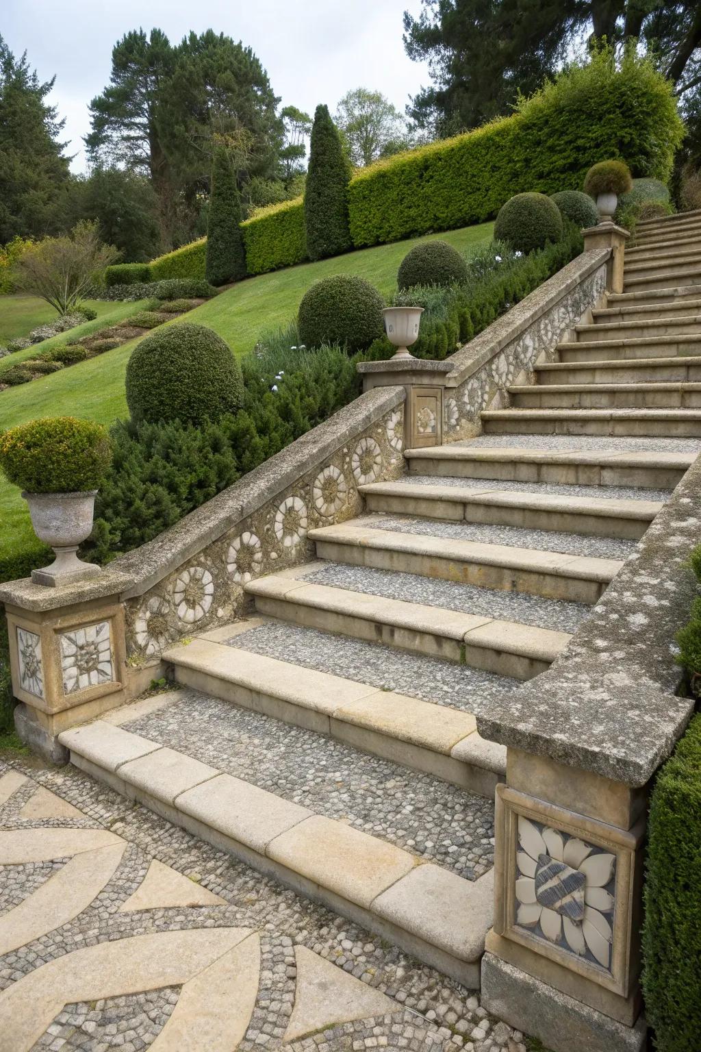 Decorative stone borders for an elegant finish.