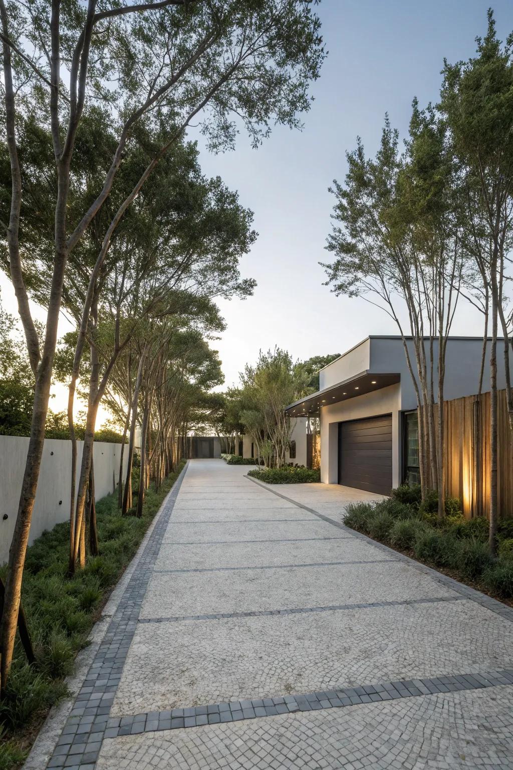 Slender trees offer a sleek, minimalist aesthetic.