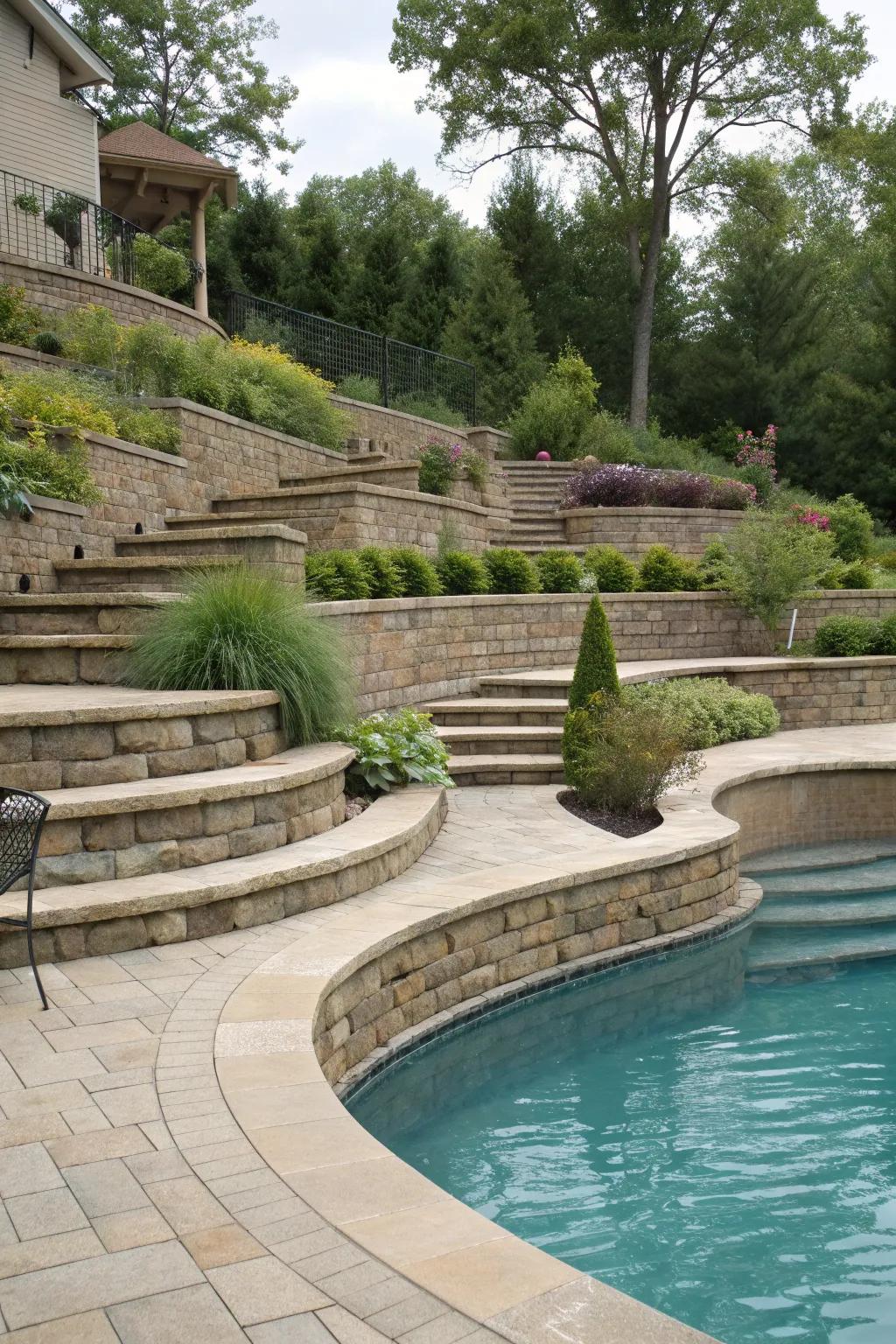 Multi-level designs add depth and character to your pool area.