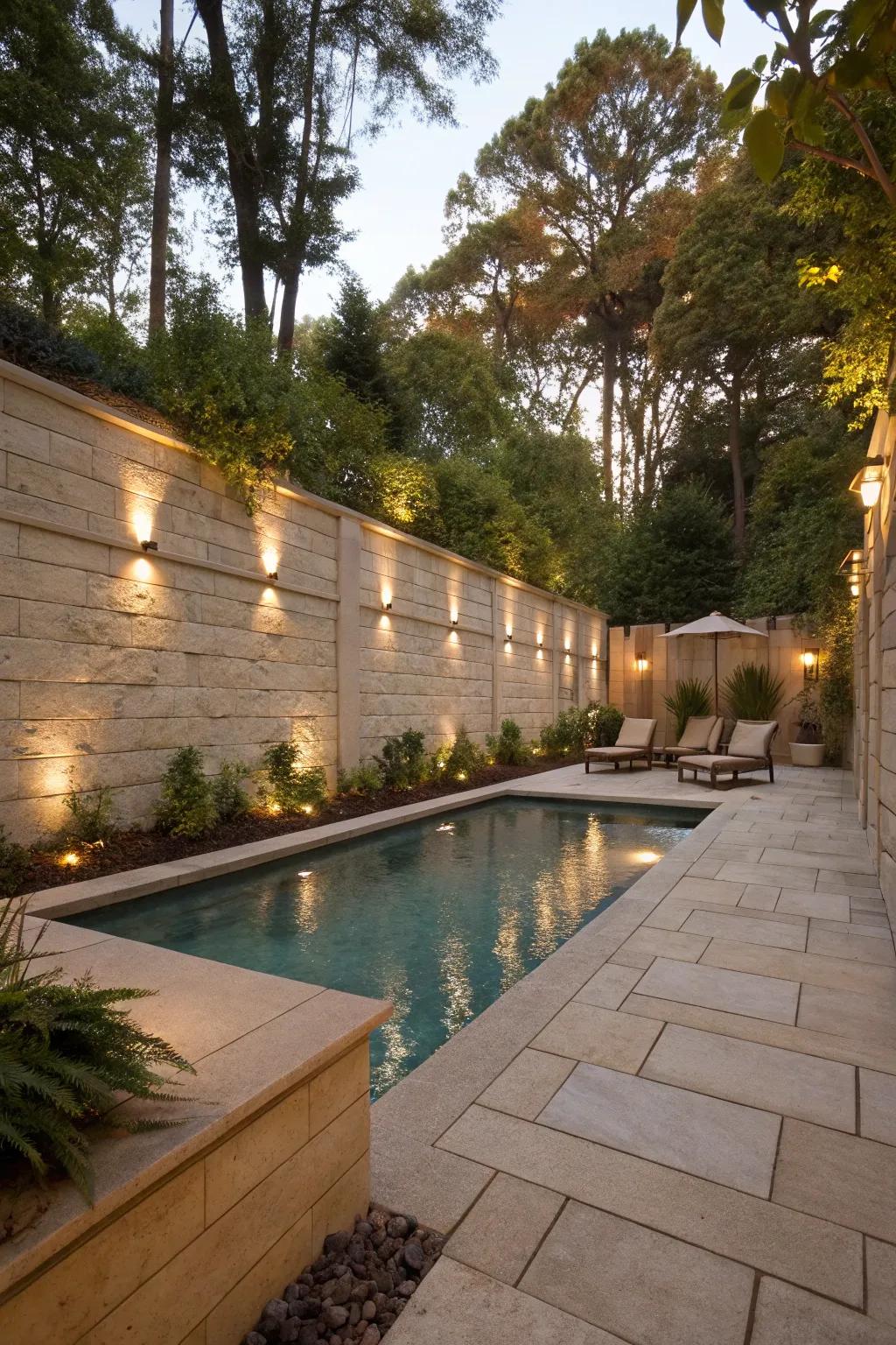 Taller walls offer privacy and create a personal retreat.