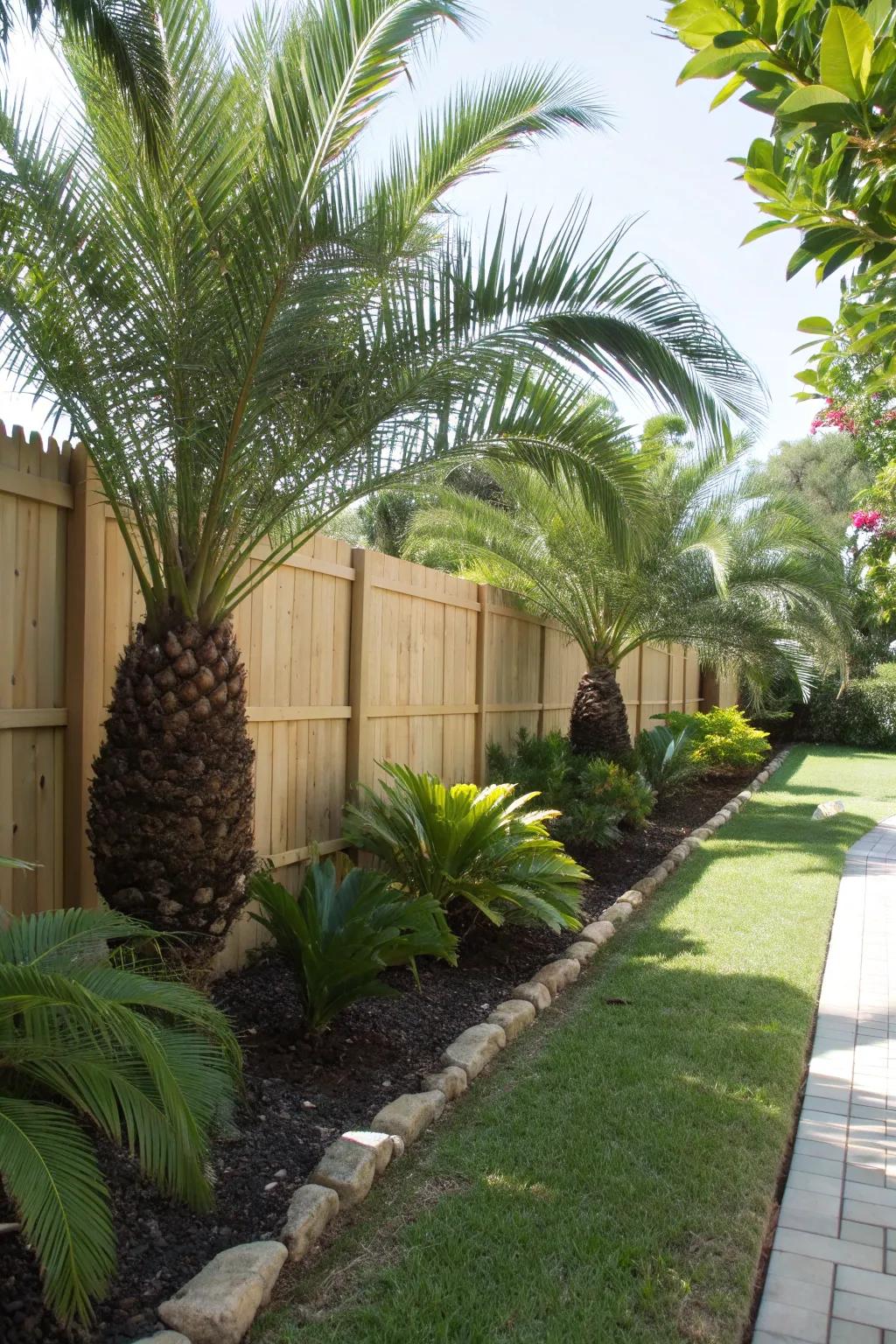 Create a private oasis with lush palms.