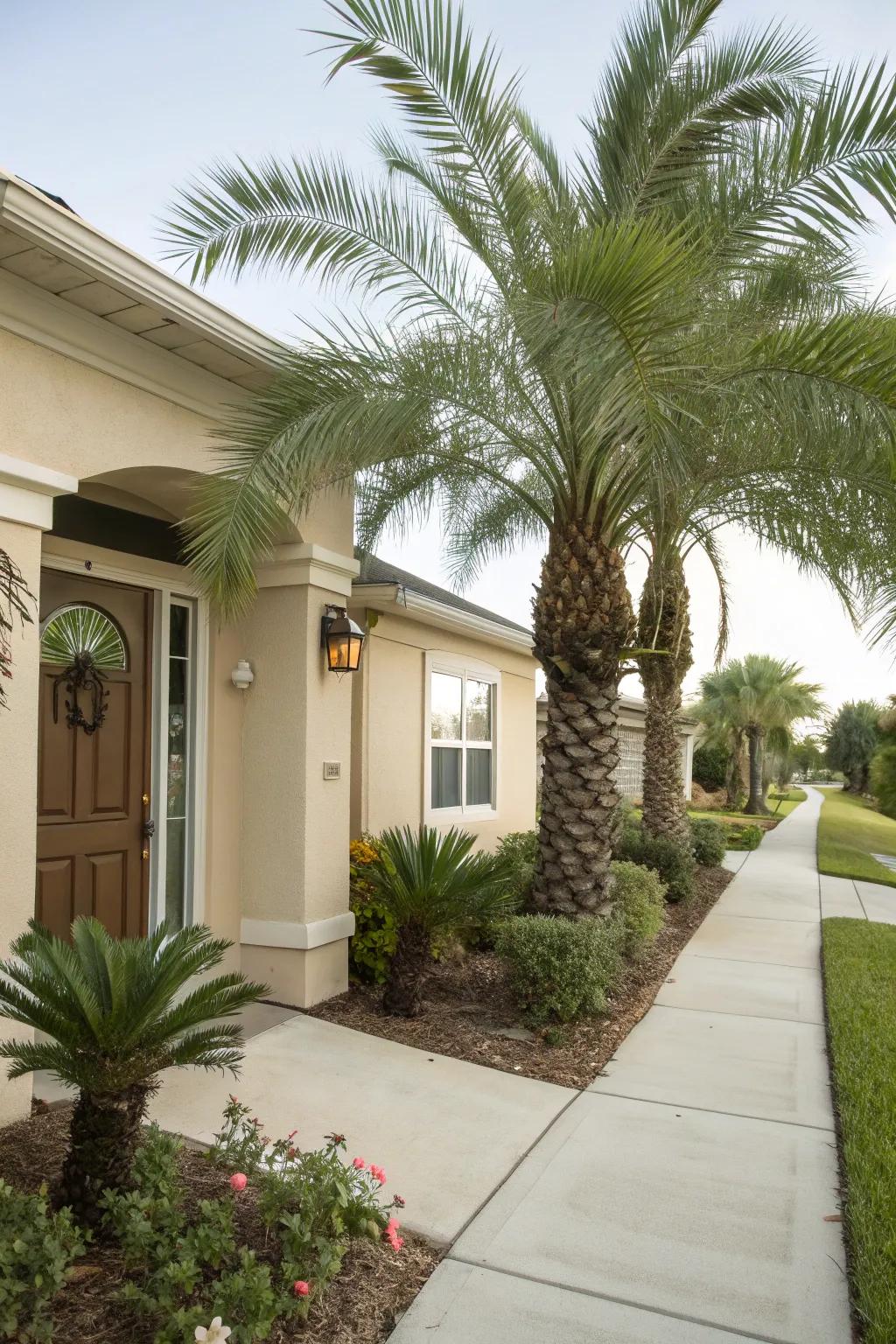 Welcome guests with elegant palm accents.