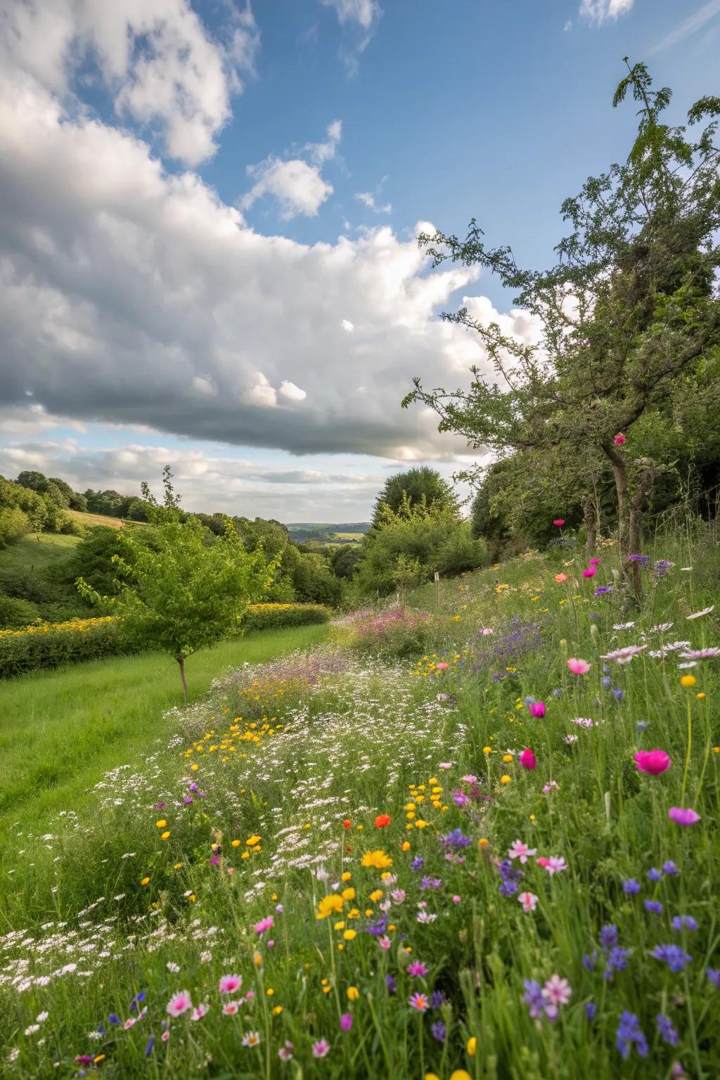 A natural wildflower and grass mix for a colorful garden.