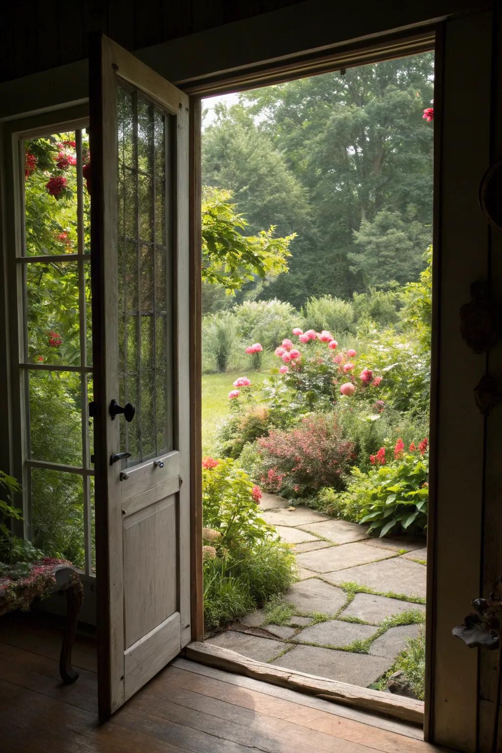 Screen doors can beautifully transition indoor and outdoor spaces.