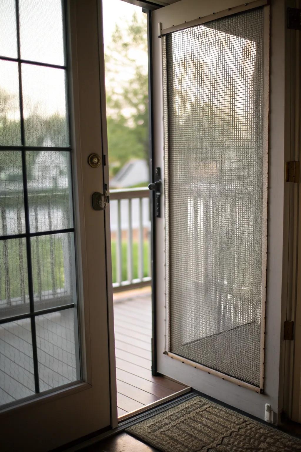 Mesh screens offer privacy while maintaining a stylish look.