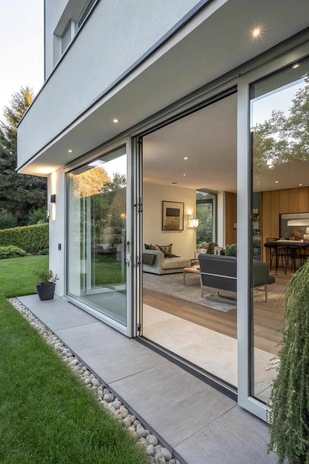 Sliding screen doors are practical for tight spaces and add modern flair.