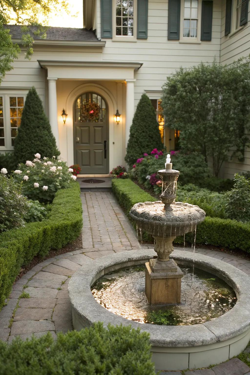 Create a tranquil ambiance with a water feature.