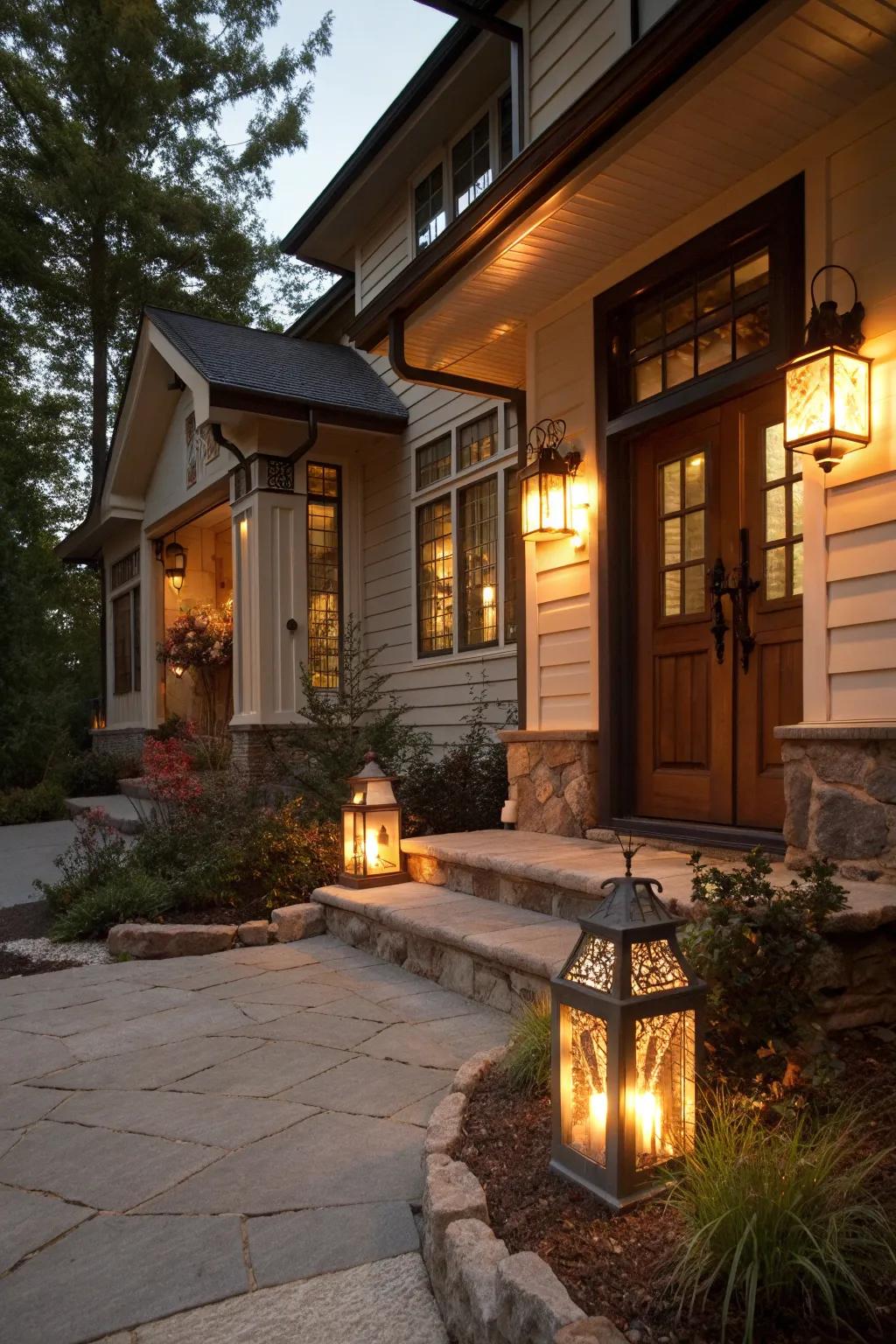 Add character with vintage lanterns.