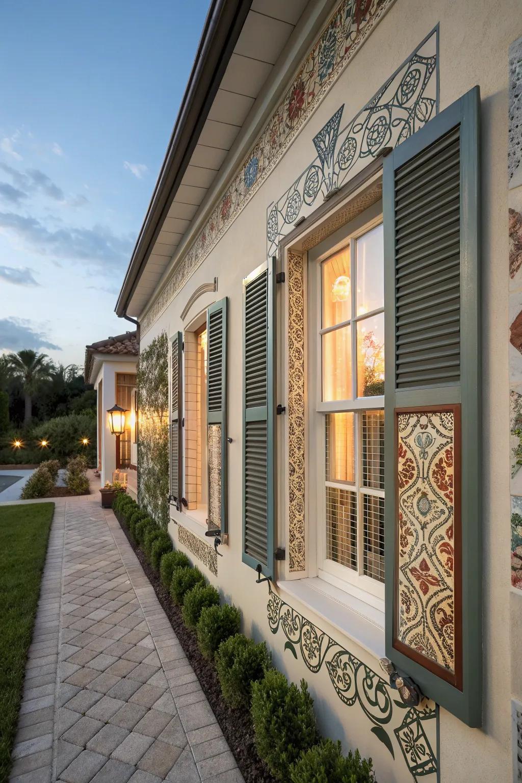 Enhance your facade with creative window shutters.