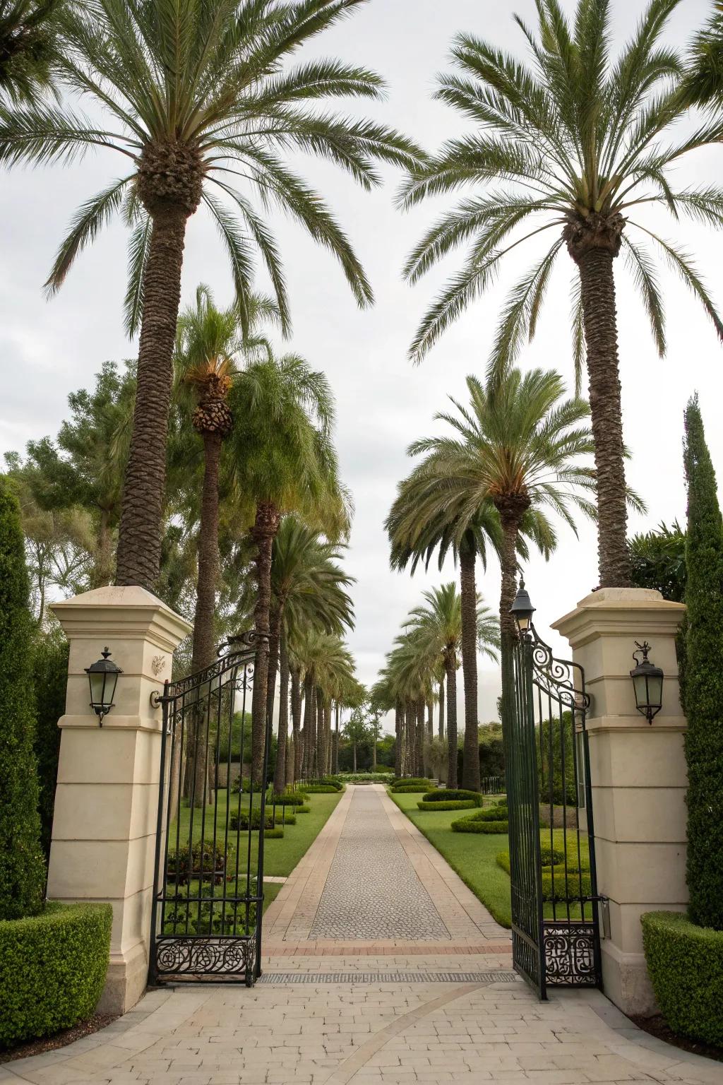A grand entrance made unforgettable with Sylvester palms.