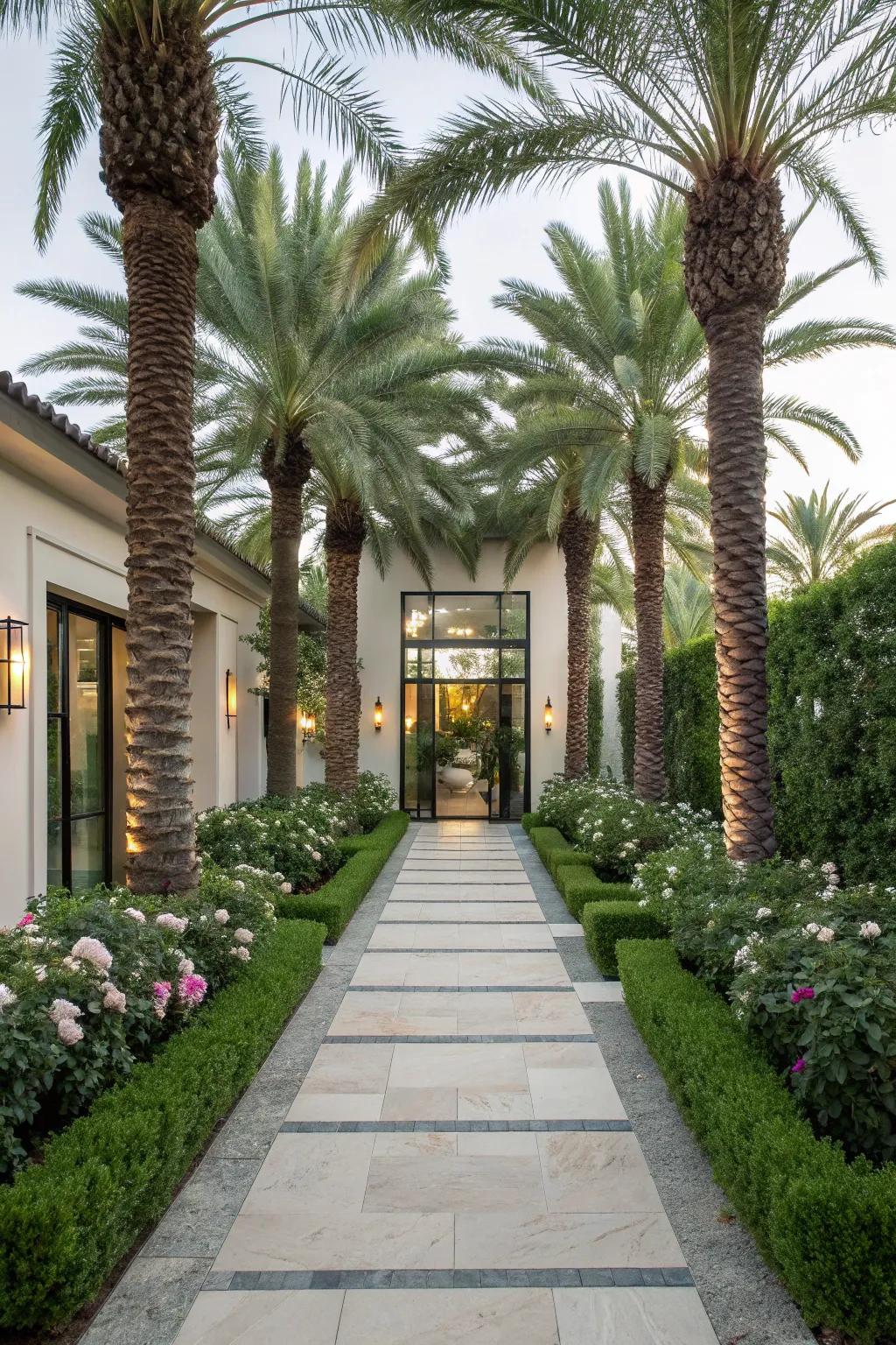 Symmetry and style with Sylvester palms leading the way.