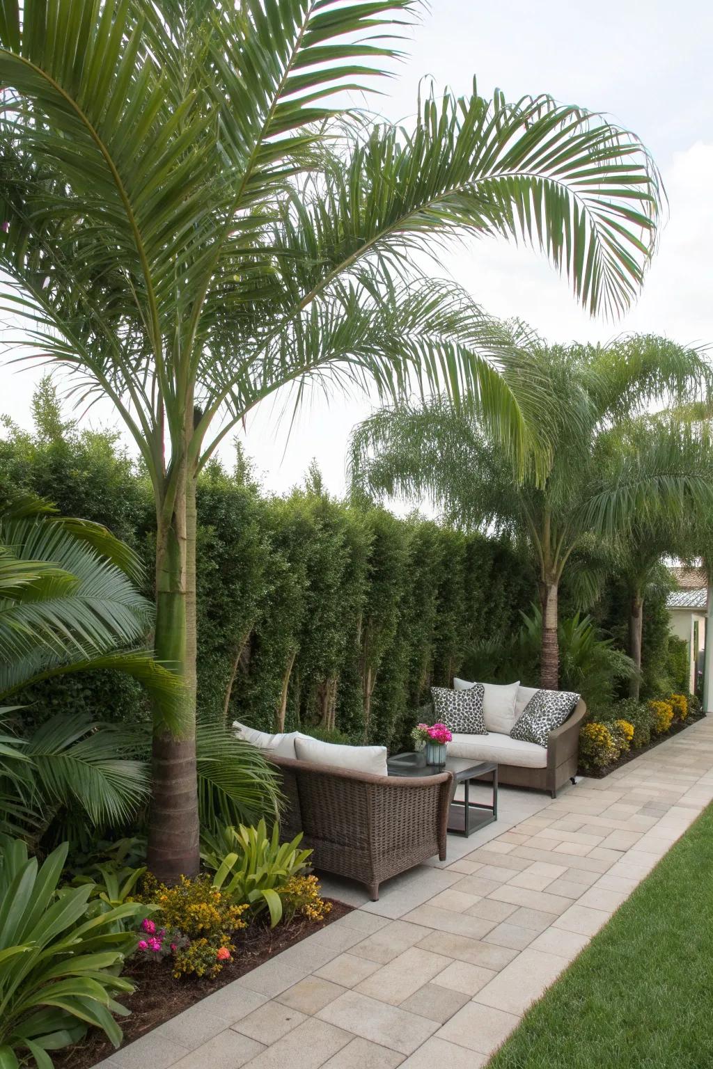 Sylvester palms offer seclusion and beauty as natural privacy screens.