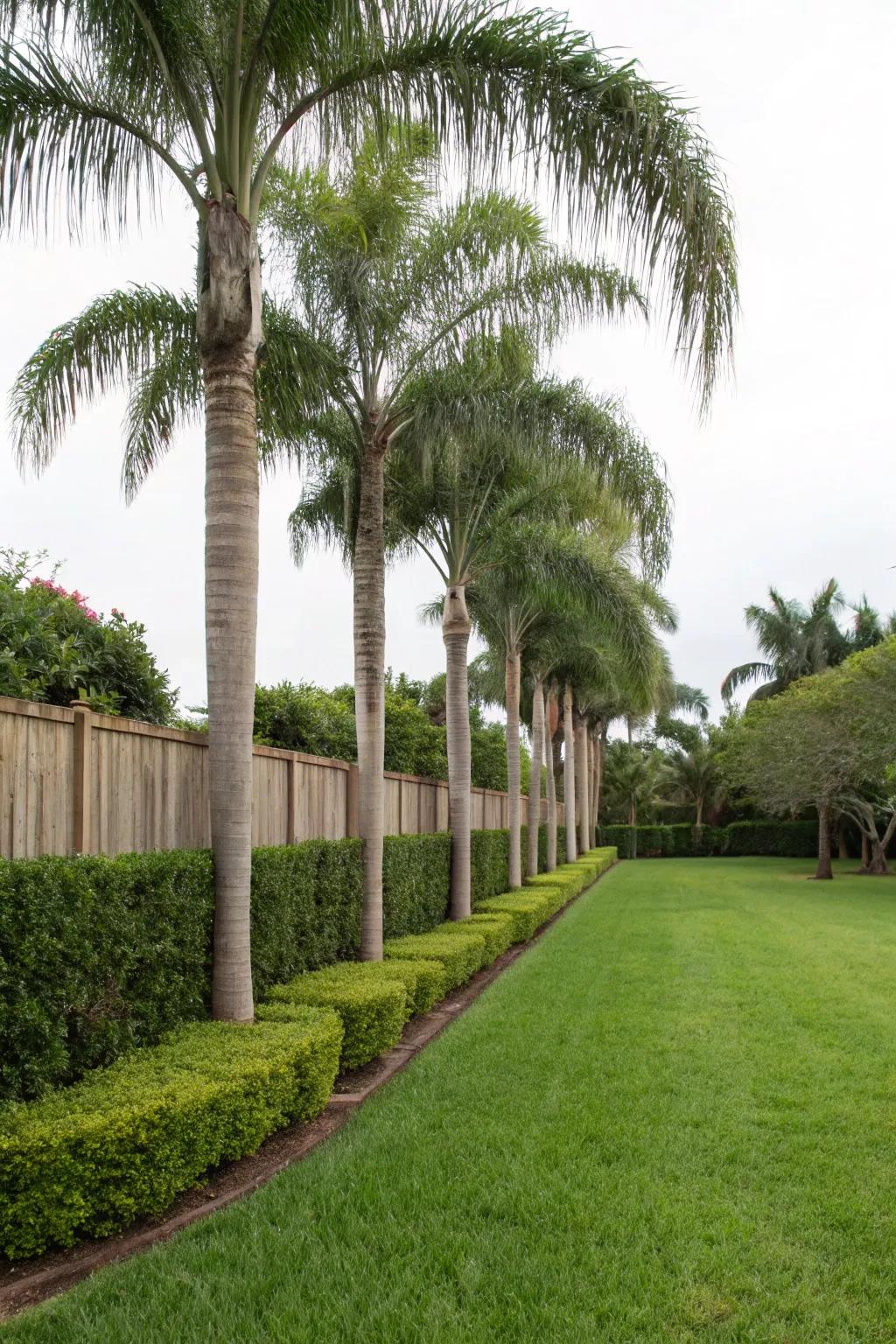 Sylvester palms make a stunning natural boundary.