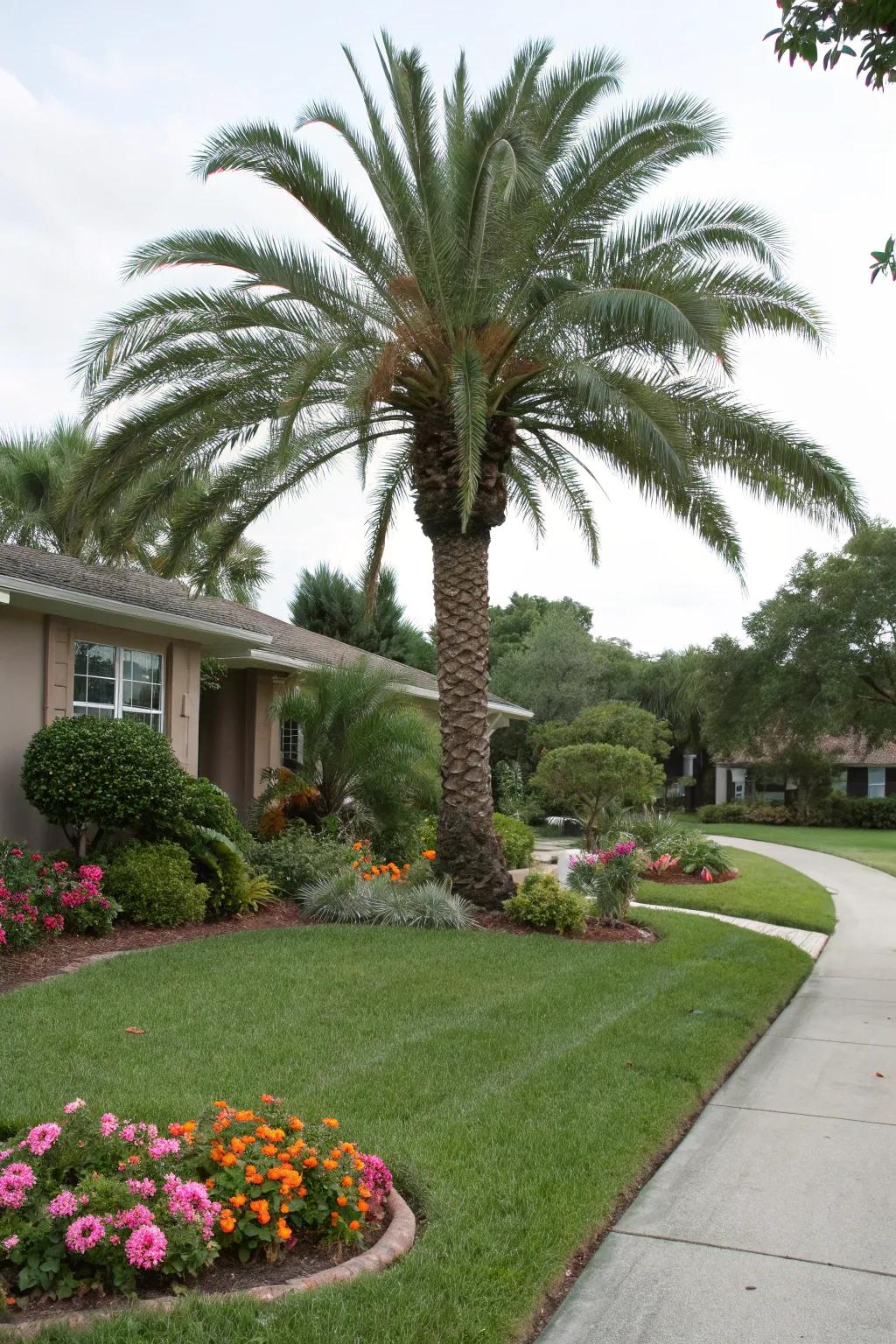 A single Sylvester palm as the star of the front yard.