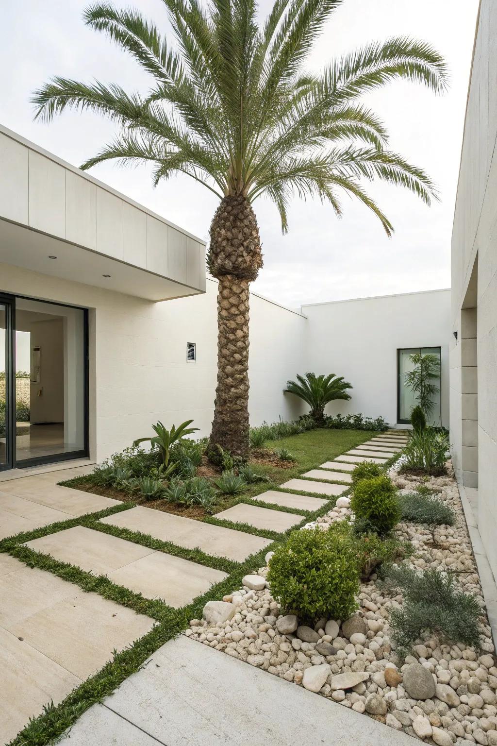 Sleek minimalism with a touch of Sylvester palm charm.