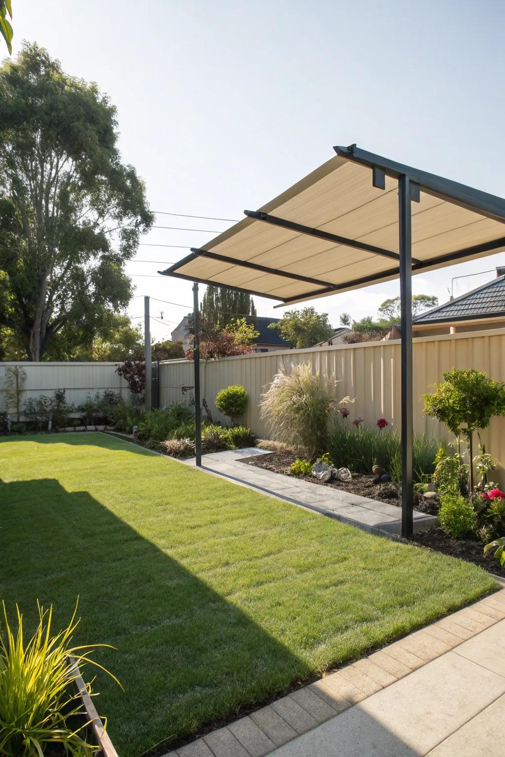 Create shaded areas anywhere with a freestanding awning.