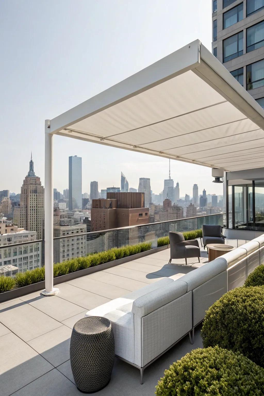Transform your city space with a minimalist rooftop awning.