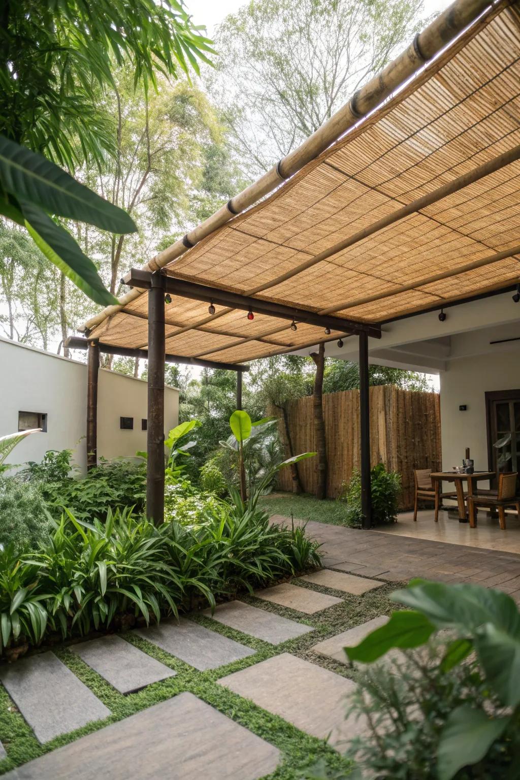 Embrace nature with a bamboo awning.