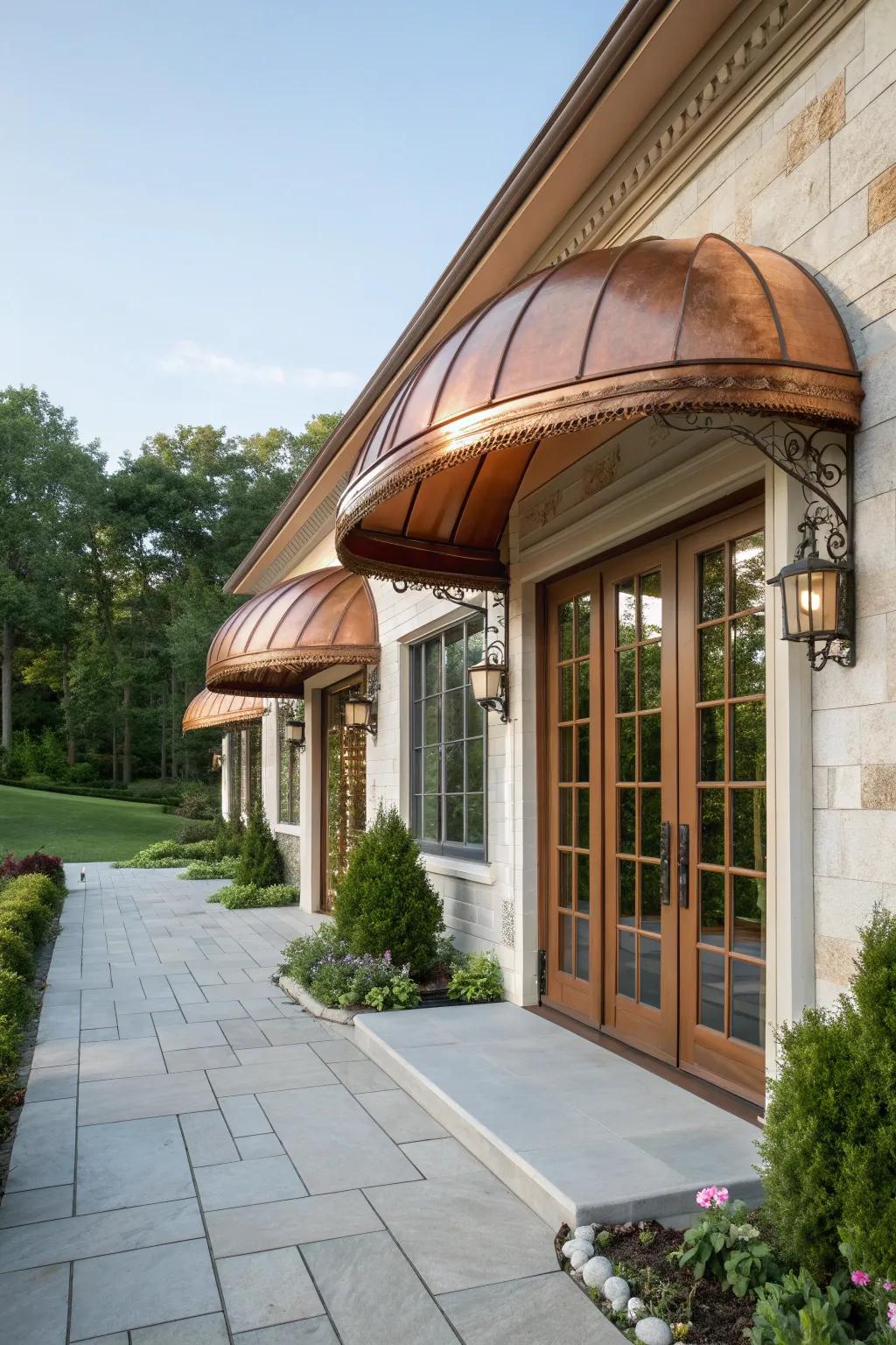 Add elegance with durable copper awnings.