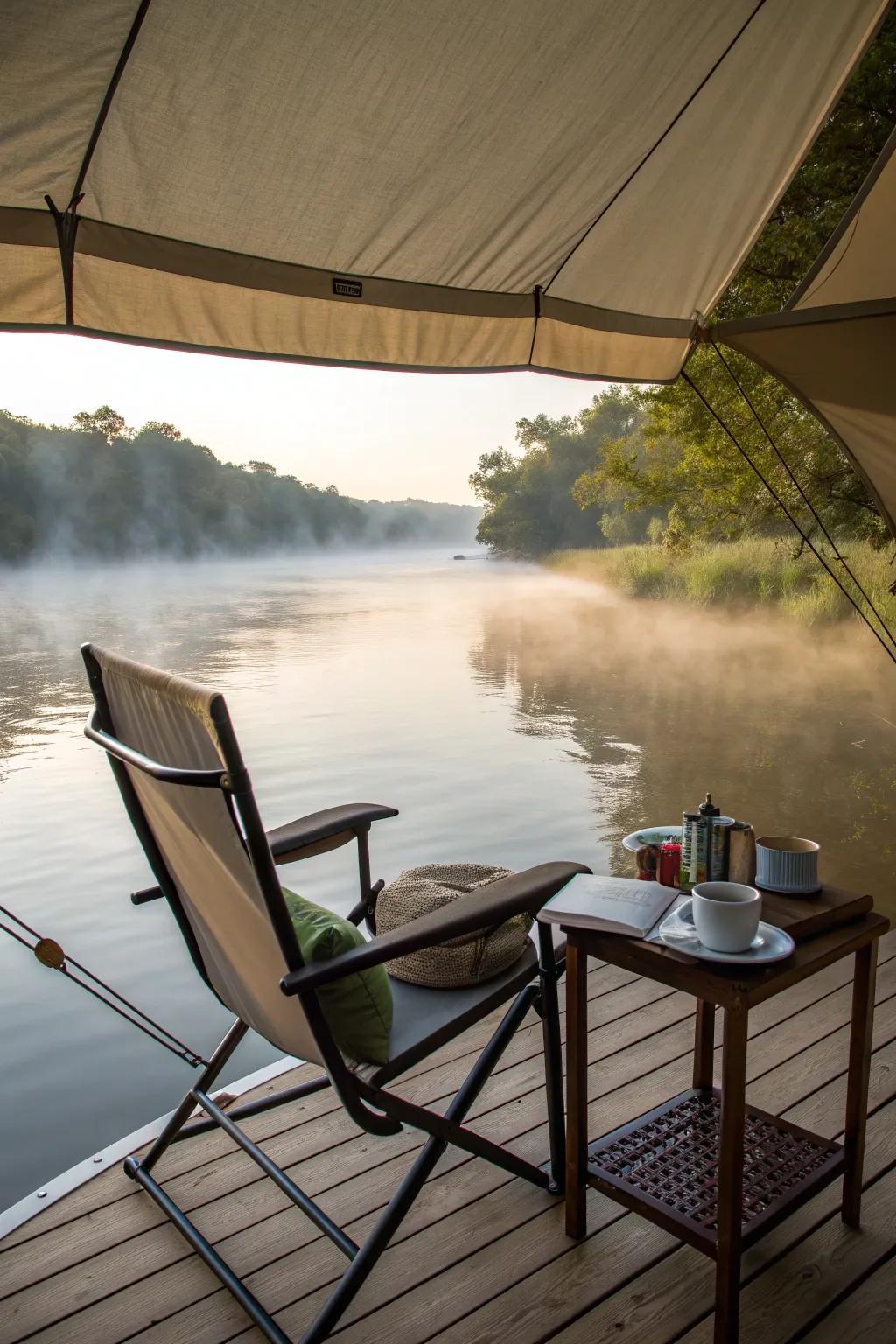 A perfect reading nook by the river.