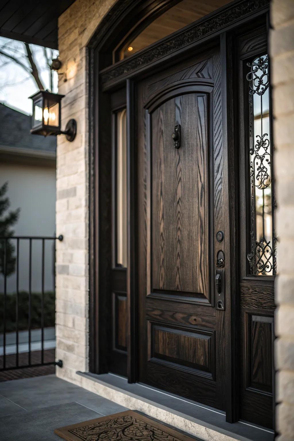 Make a dramatic statement with a bold black-stained door.