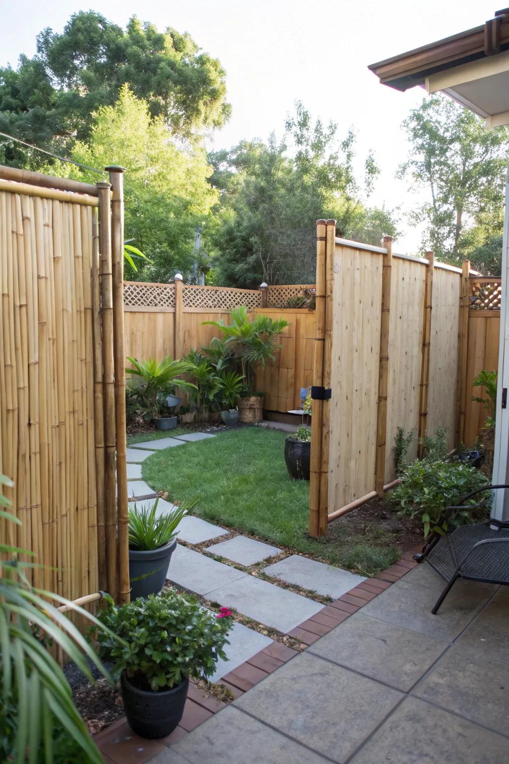 Personalized bamboo privacy panels for a custom look.