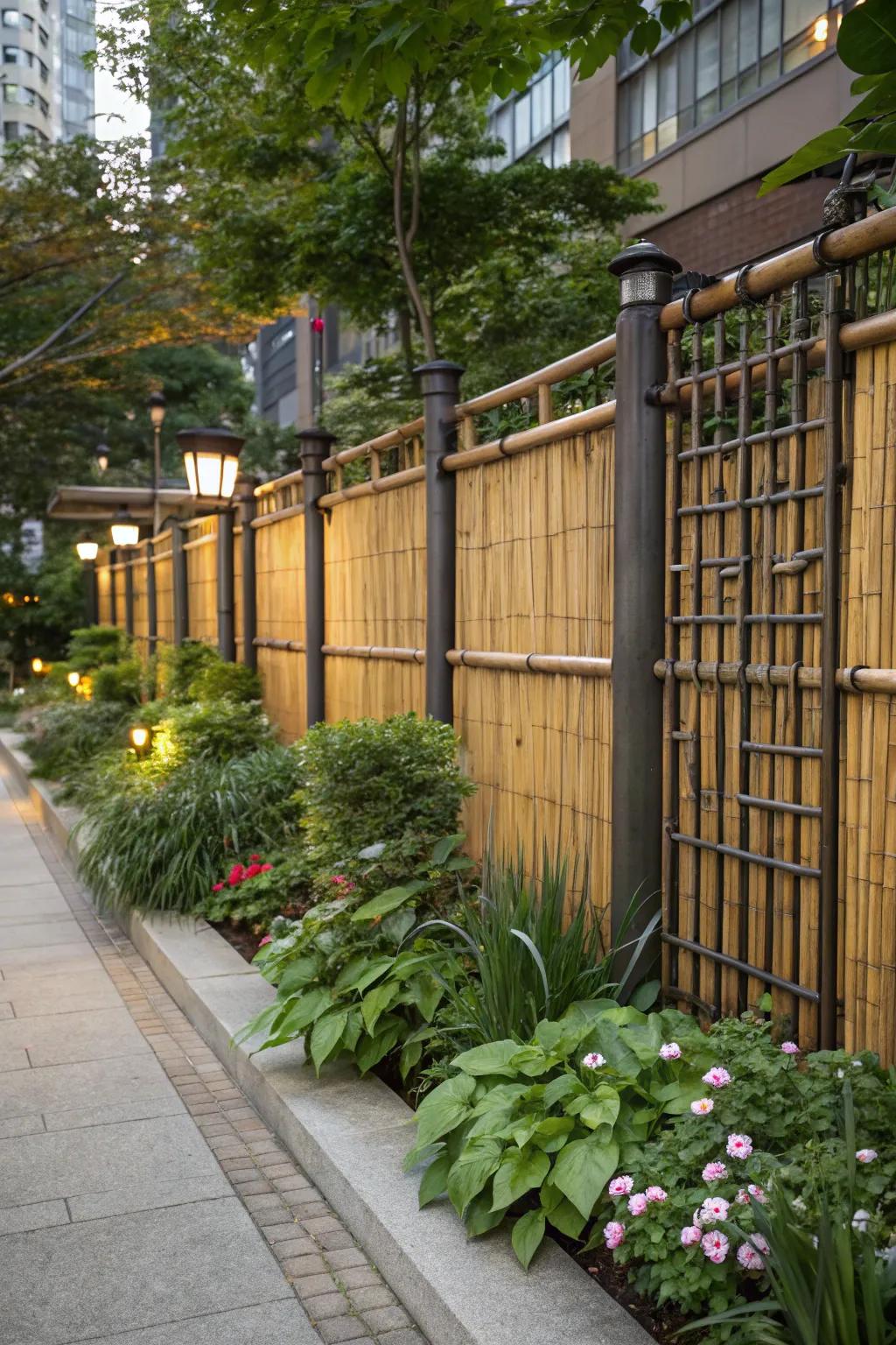 Industrial chic with bamboo and metal accents.
