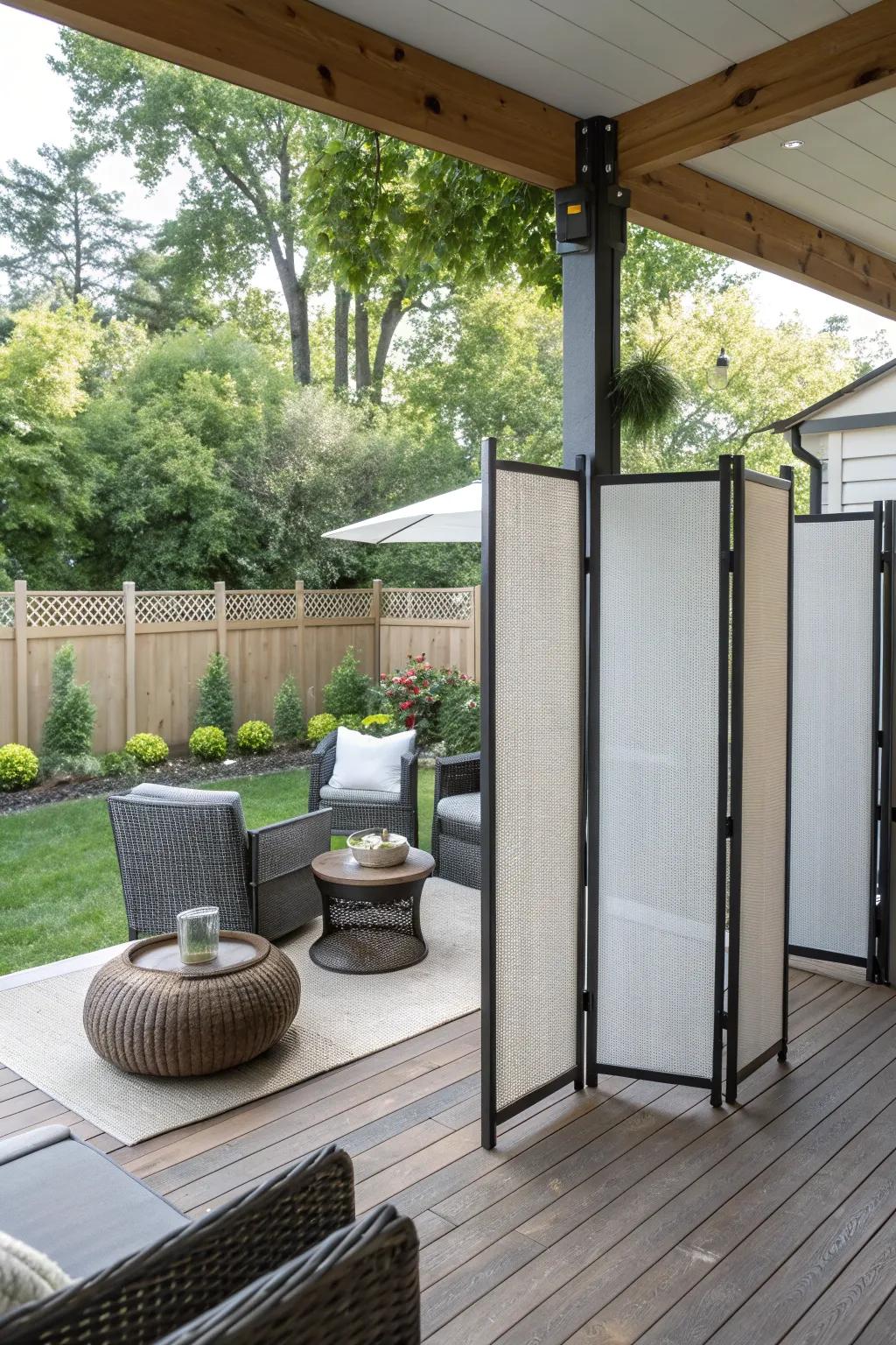 Enjoy flexible privacy with portable dividers that adapt to your needs.