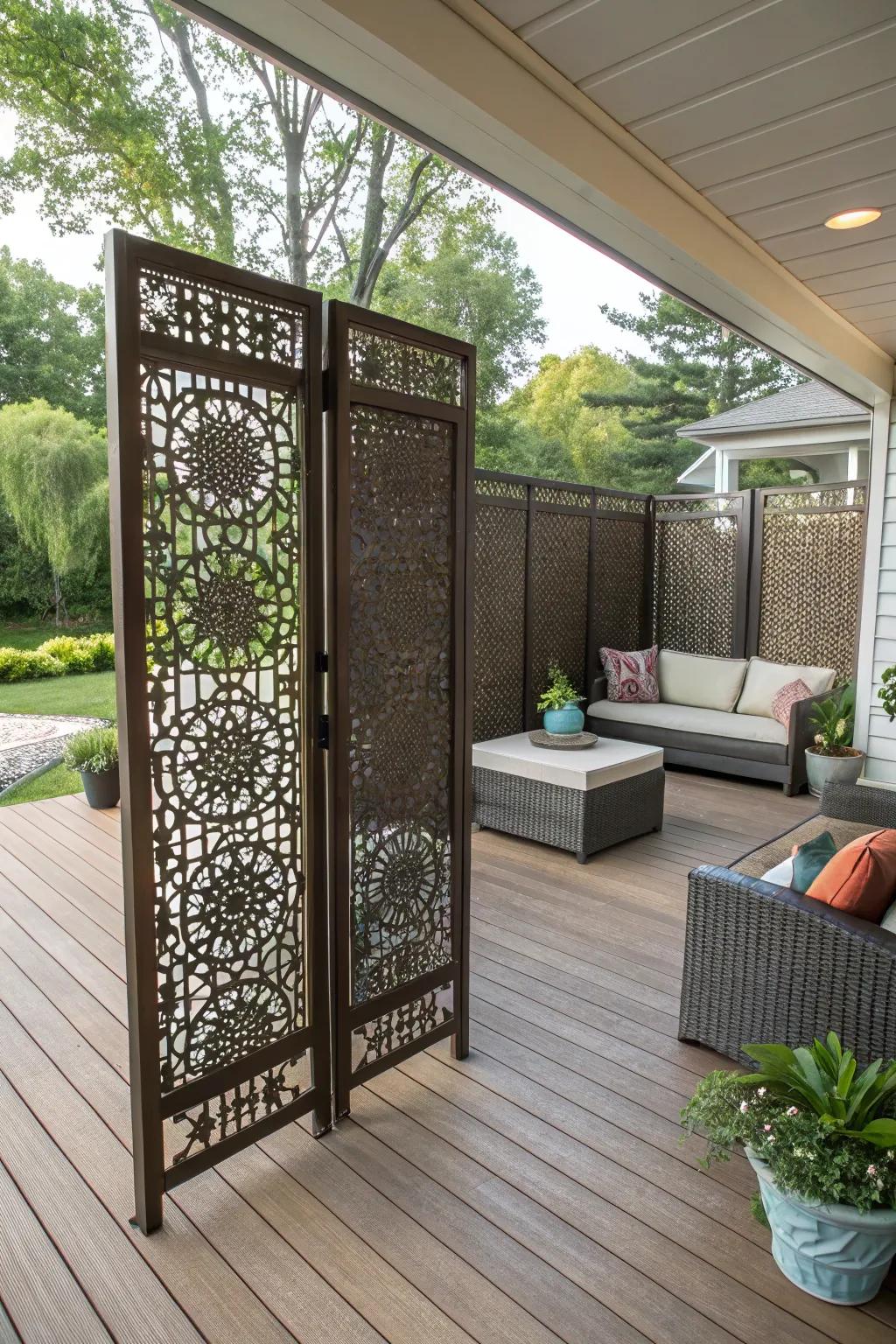 Opt for privacy screens to instantly enhance seclusion with style.