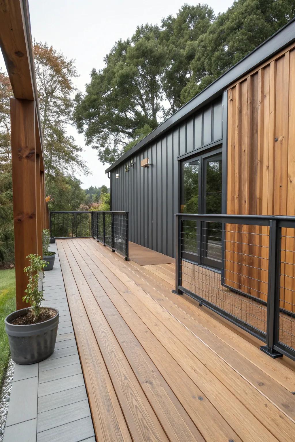 Enhance durability and style with mixed material divider panels.