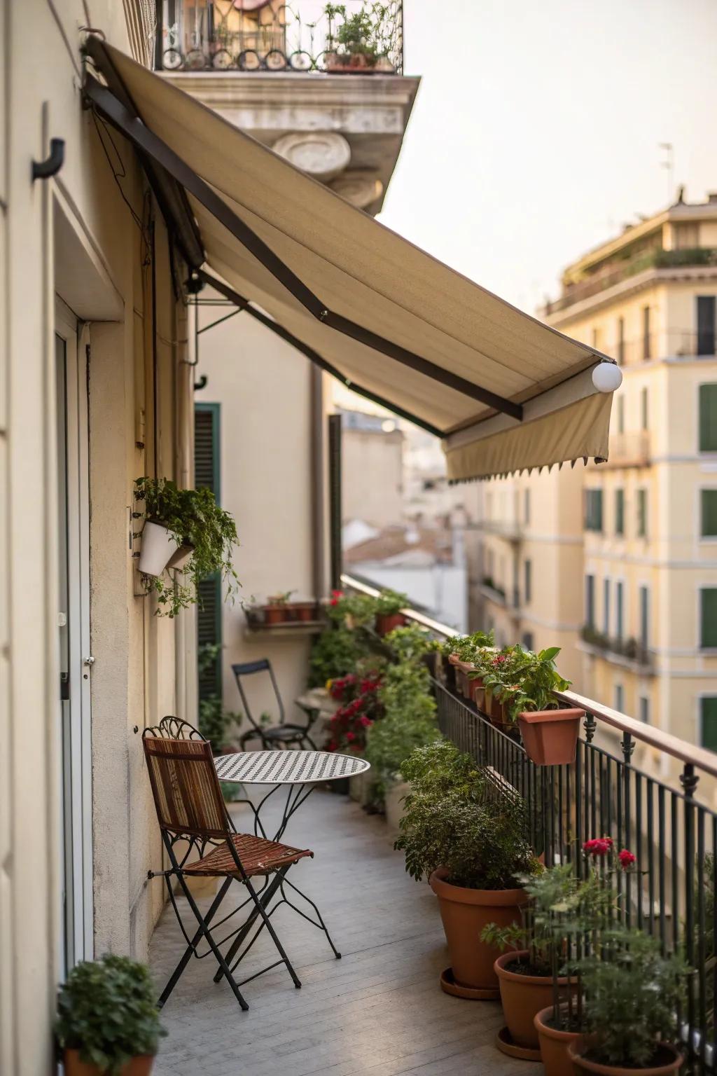 Enjoy flexible shade with a retractable awning.