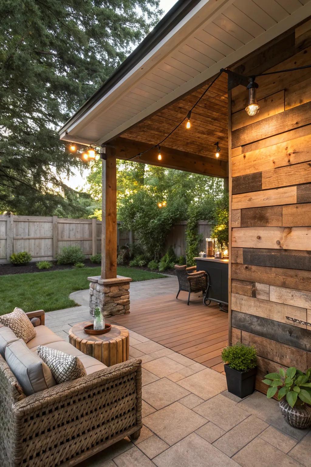 Rustic wood elements add warmth and character.