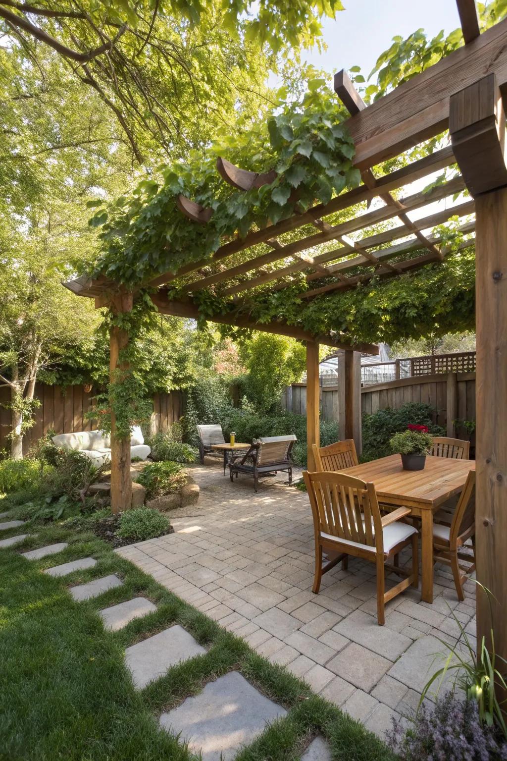 A pergola adds shade and structure to your outdoor space.