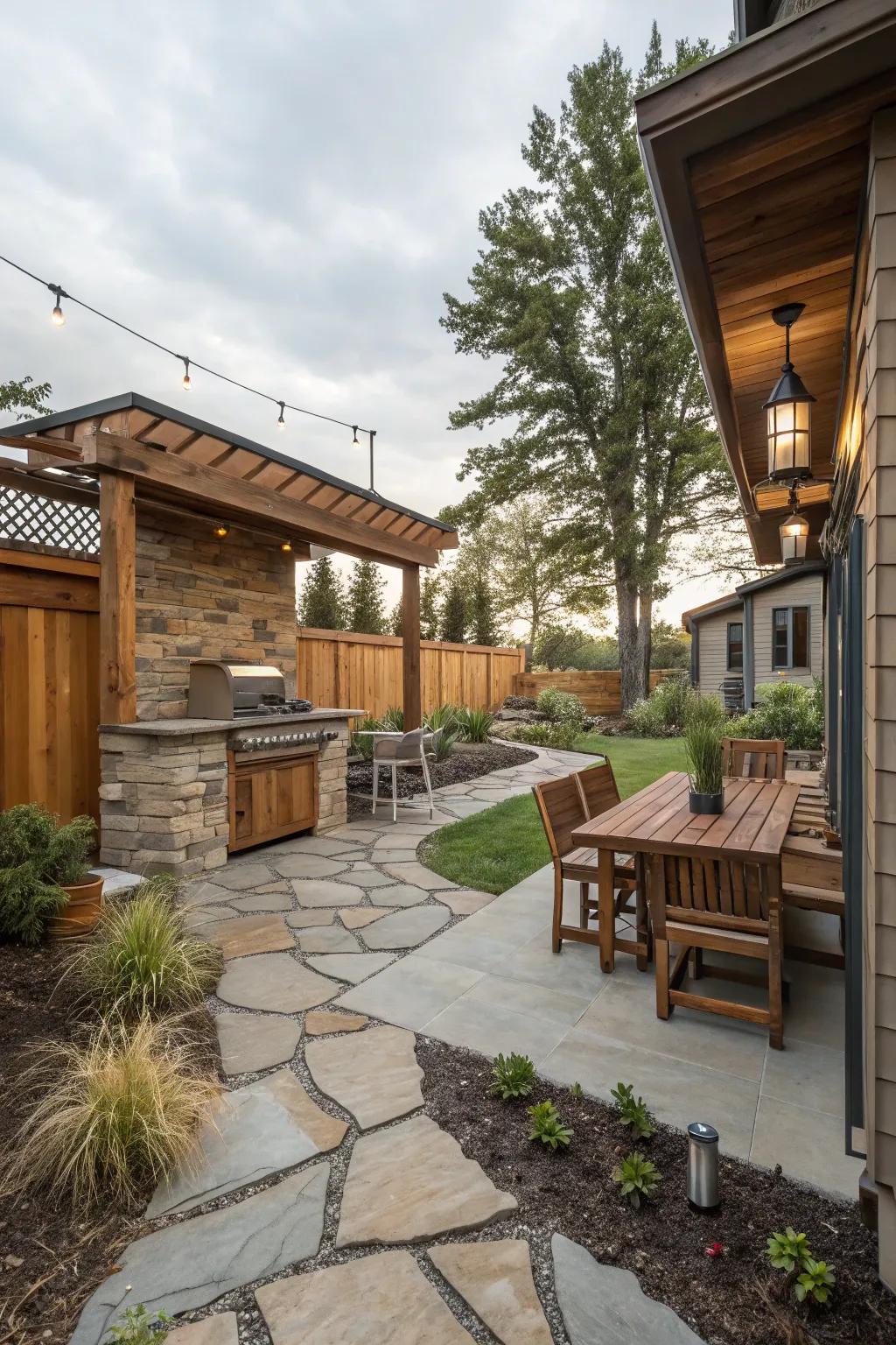 A blend of materials adds texture and interest to your patio.