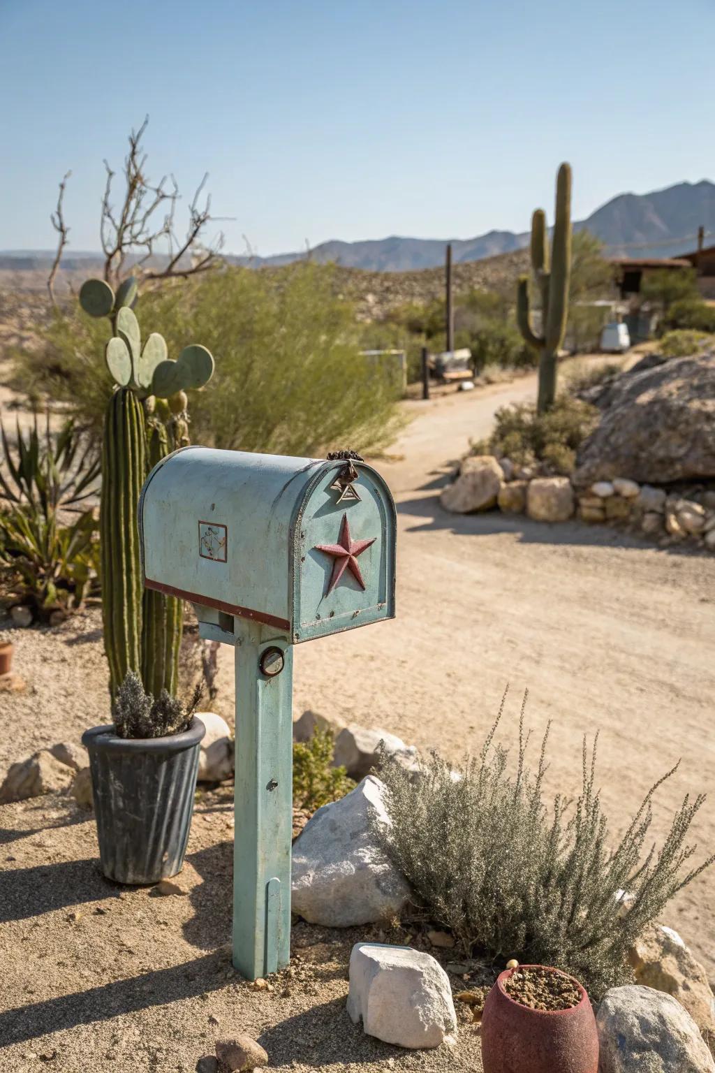 Mailbox adorned with a classic Western star.