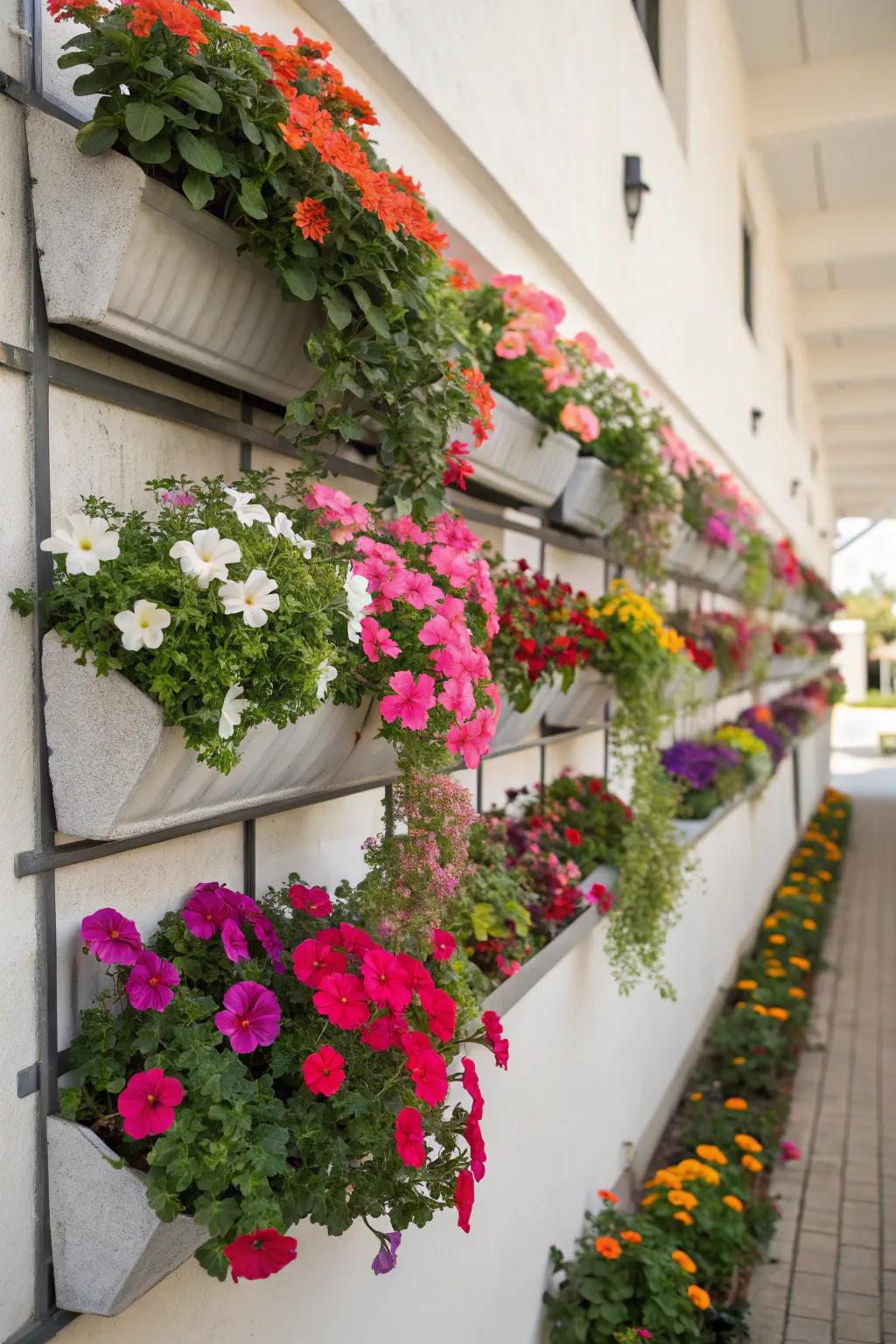 Integrated planters blend nature with design.