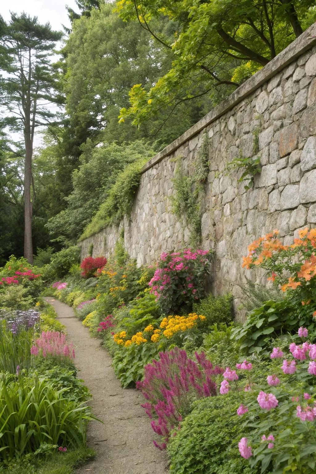 Natural stone walls add timeless elegance to any garden.