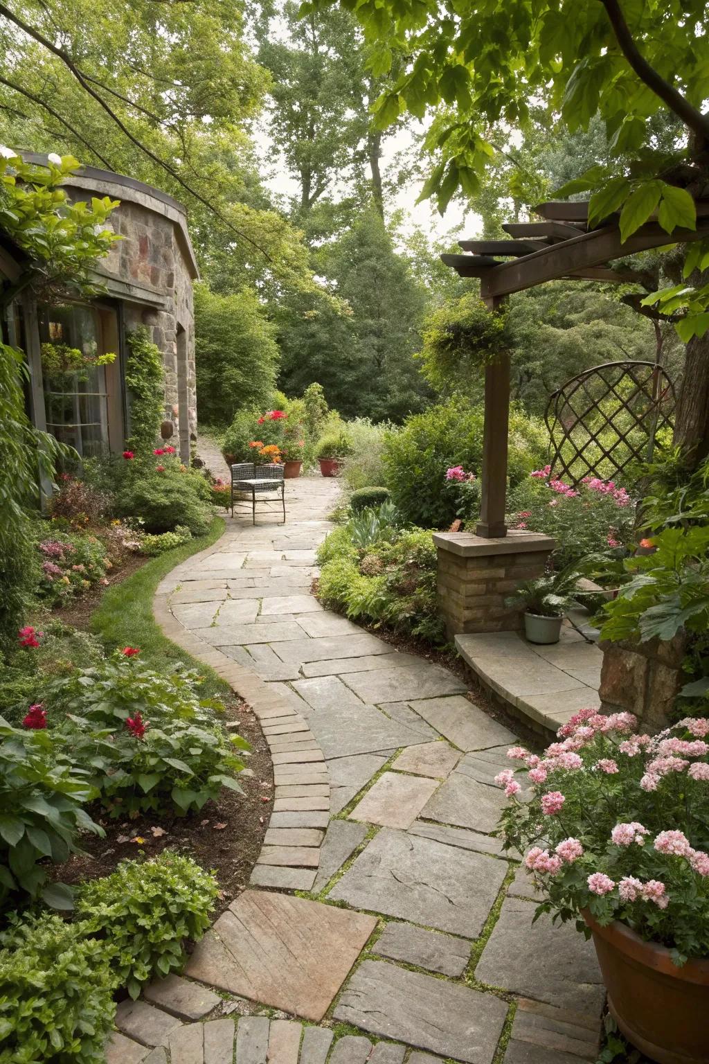 Guide the way with charming stone pathways.
