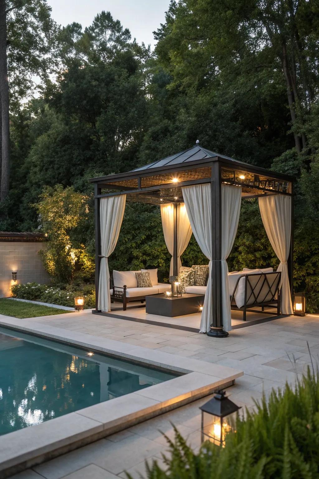 Create a shaded sanctuary with a beautiful gazebo by your pool.