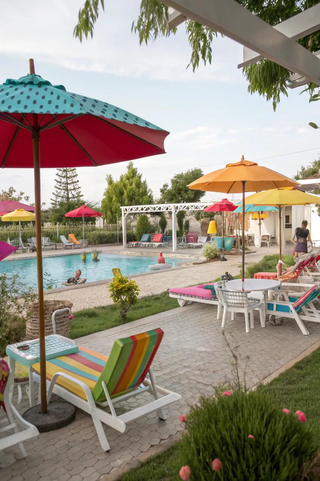 Accommodate everyone with family-friendly poolside seating arrangements.