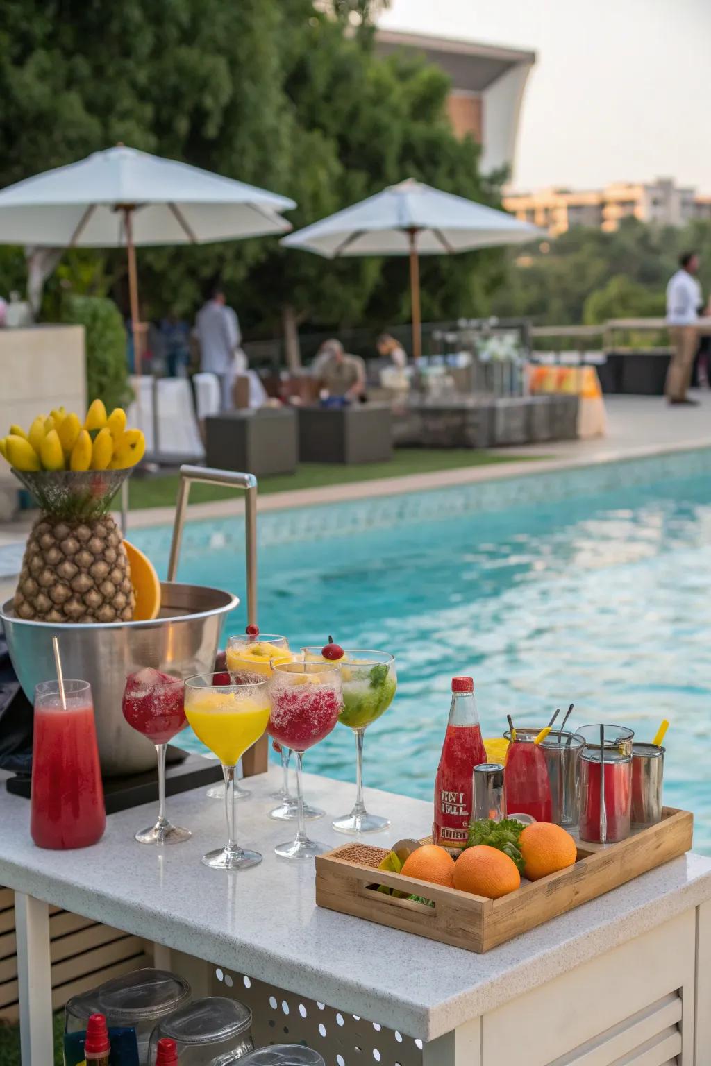 Keep the party going with a convenient drink station by the pool.