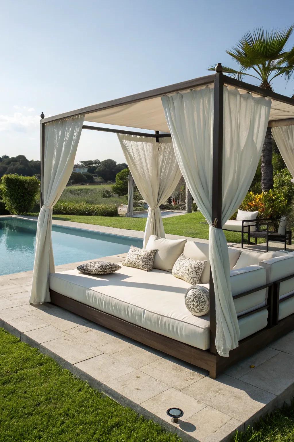 Indulge in relaxation with a comfortable poolside daybed.