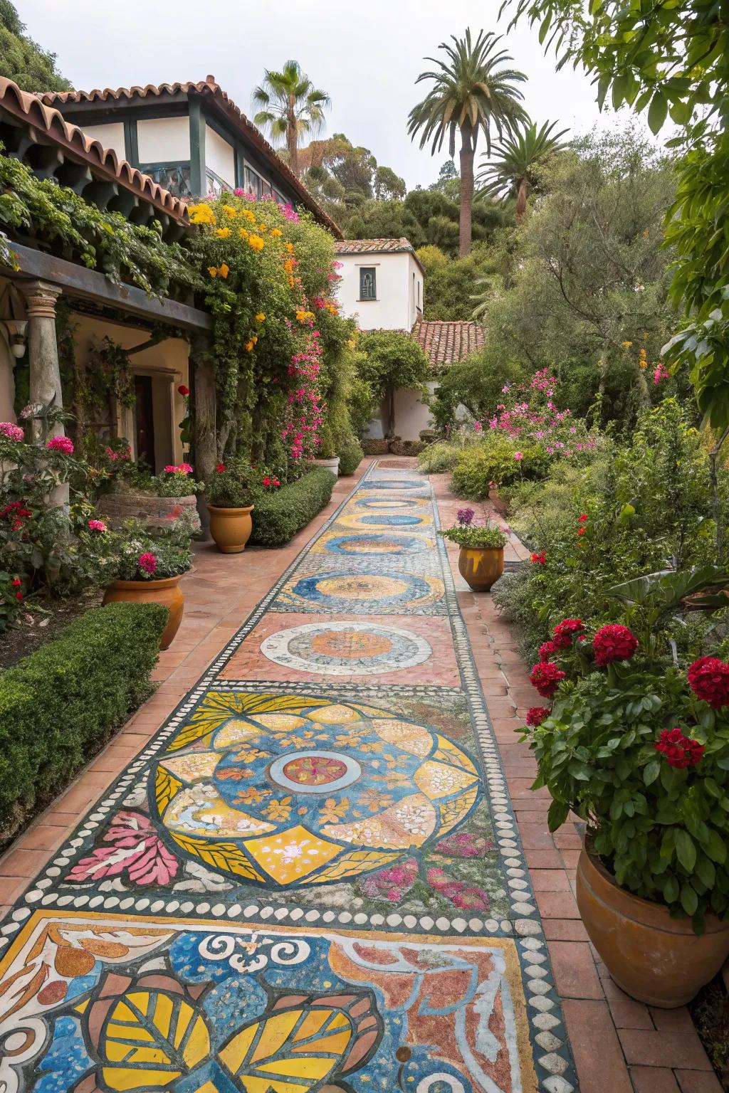 Mosaic tiles bring artistry and color to your backyard.