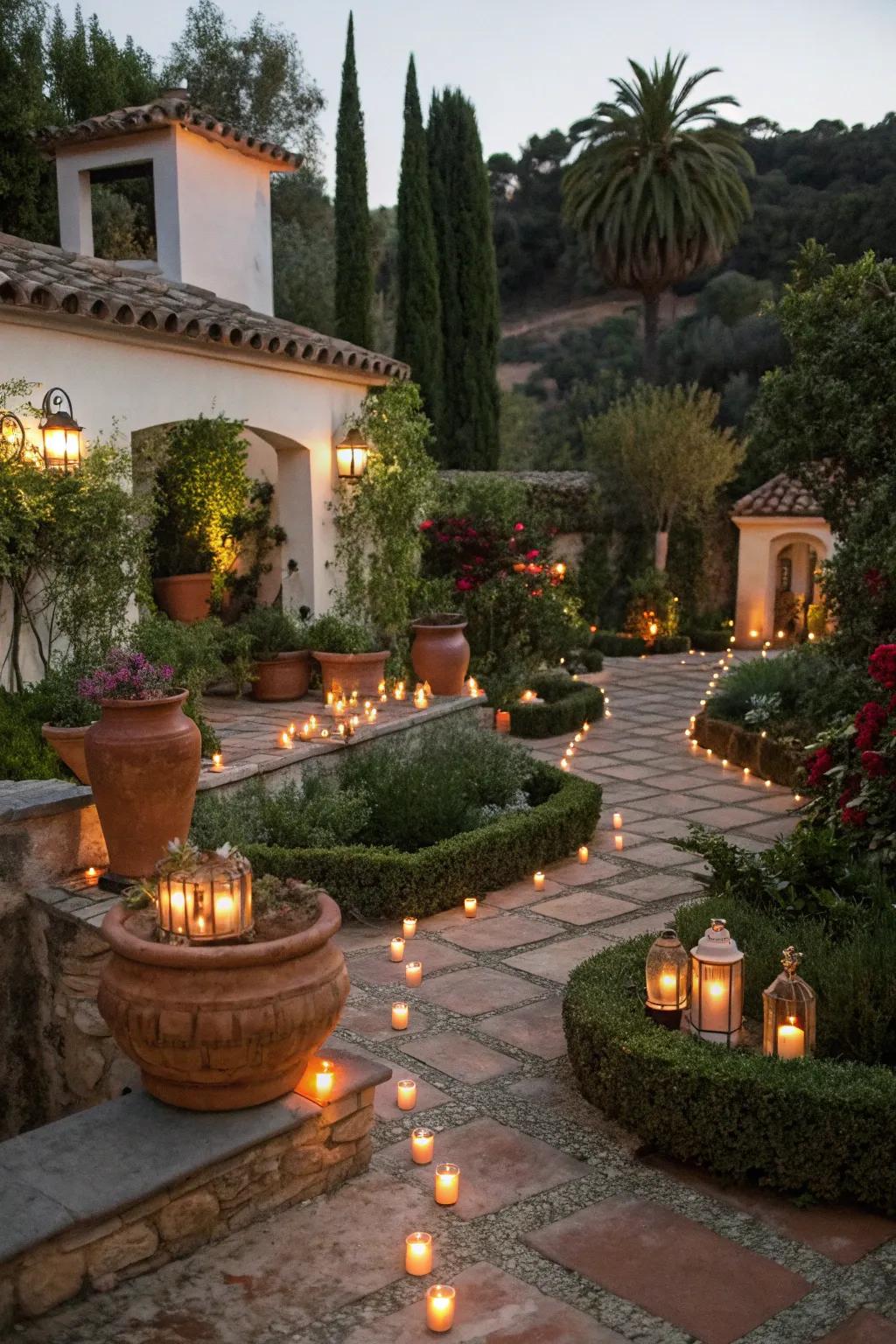 Candles set a warm and inviting evening mood.