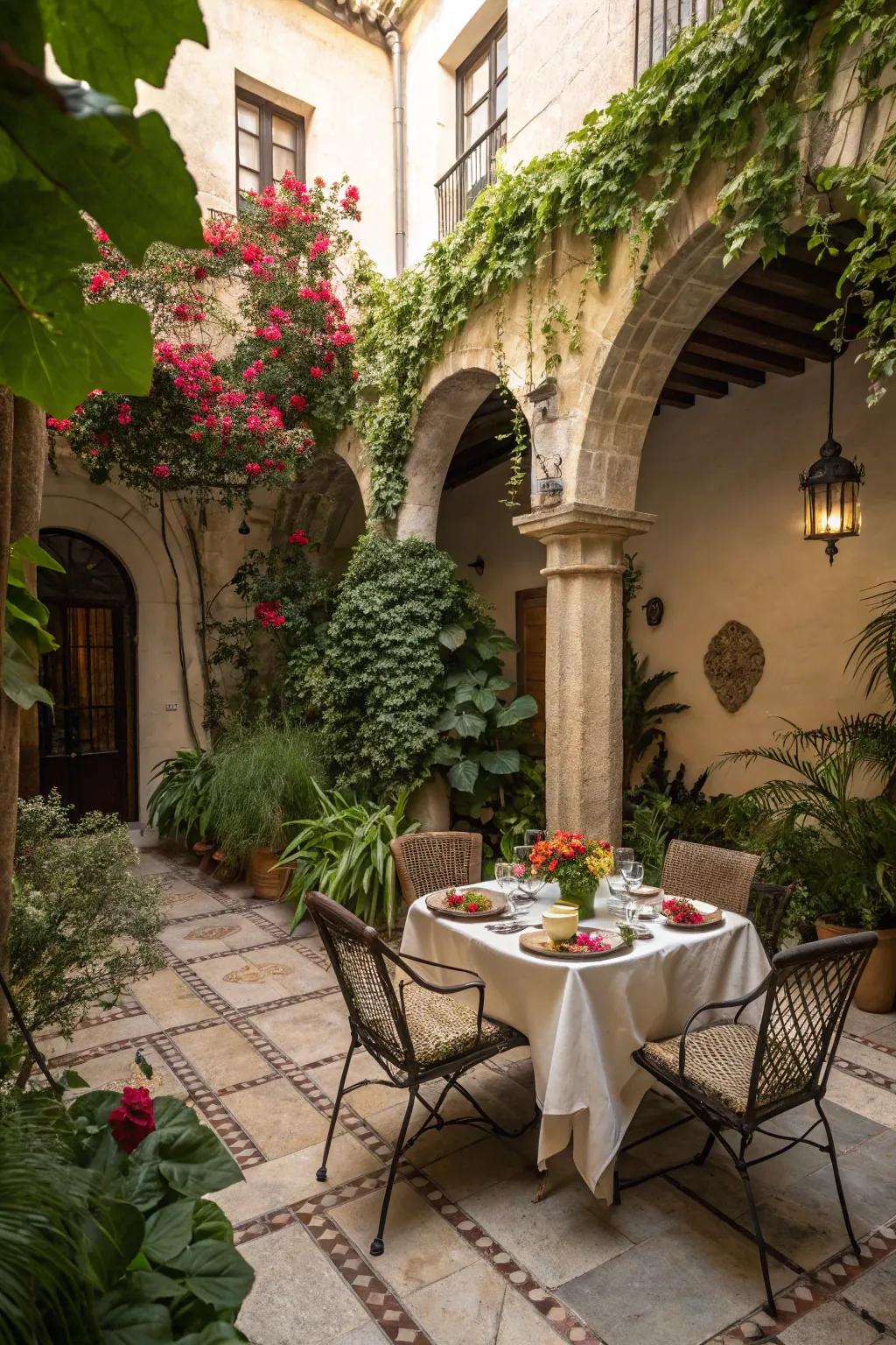 A courtyard invites relaxation and socializing.