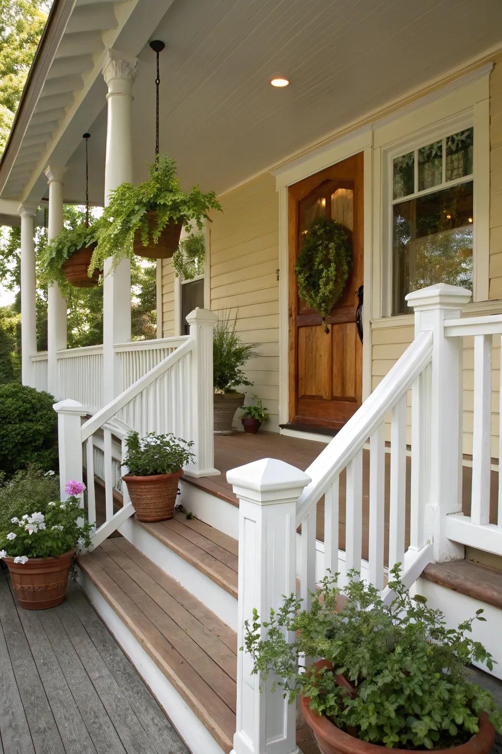 Classic railings enhance both safety and style.