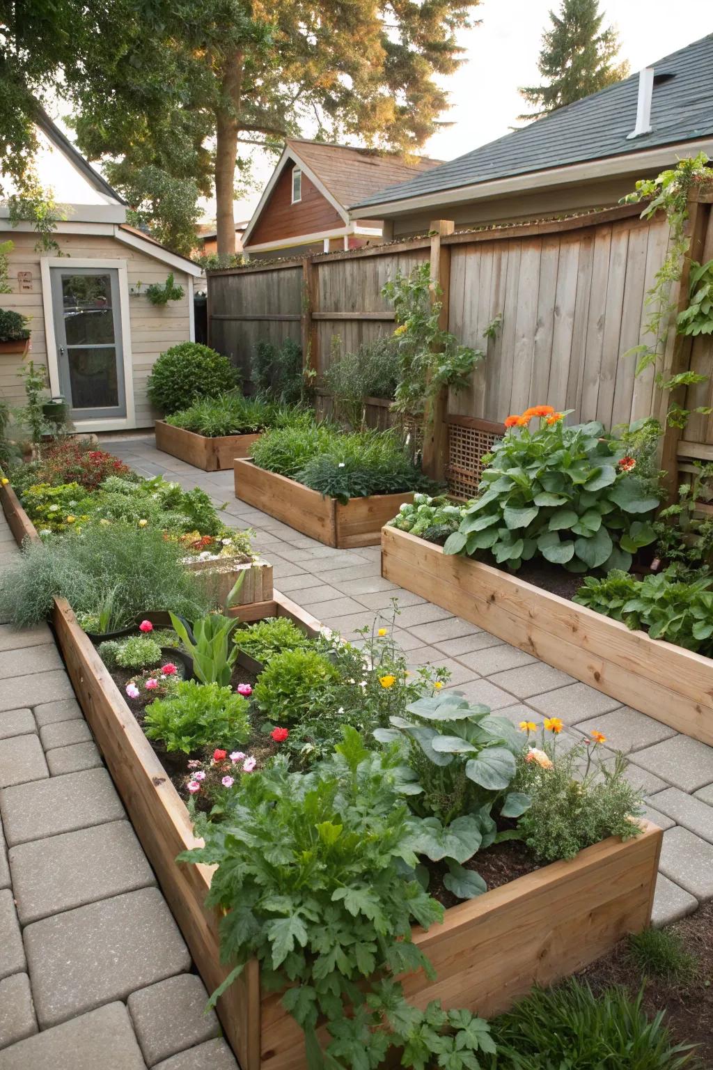 Blend vegetable gardens seamlessly into your backyard.