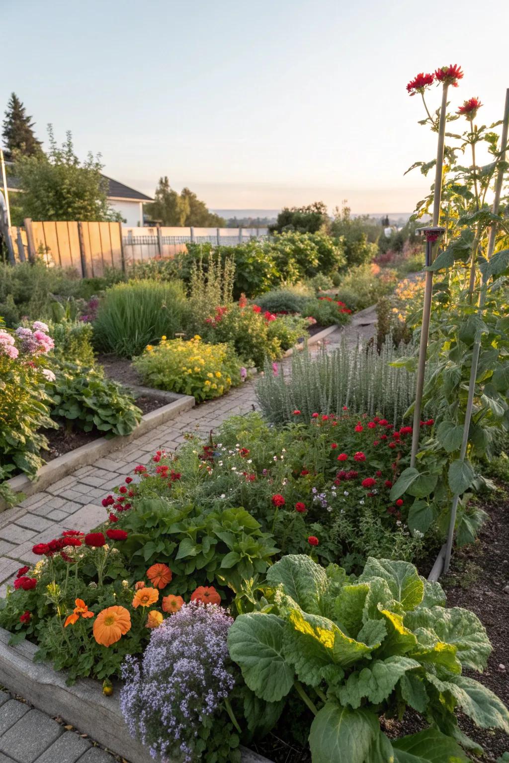 Combine edibles with flowers for a functional garden.