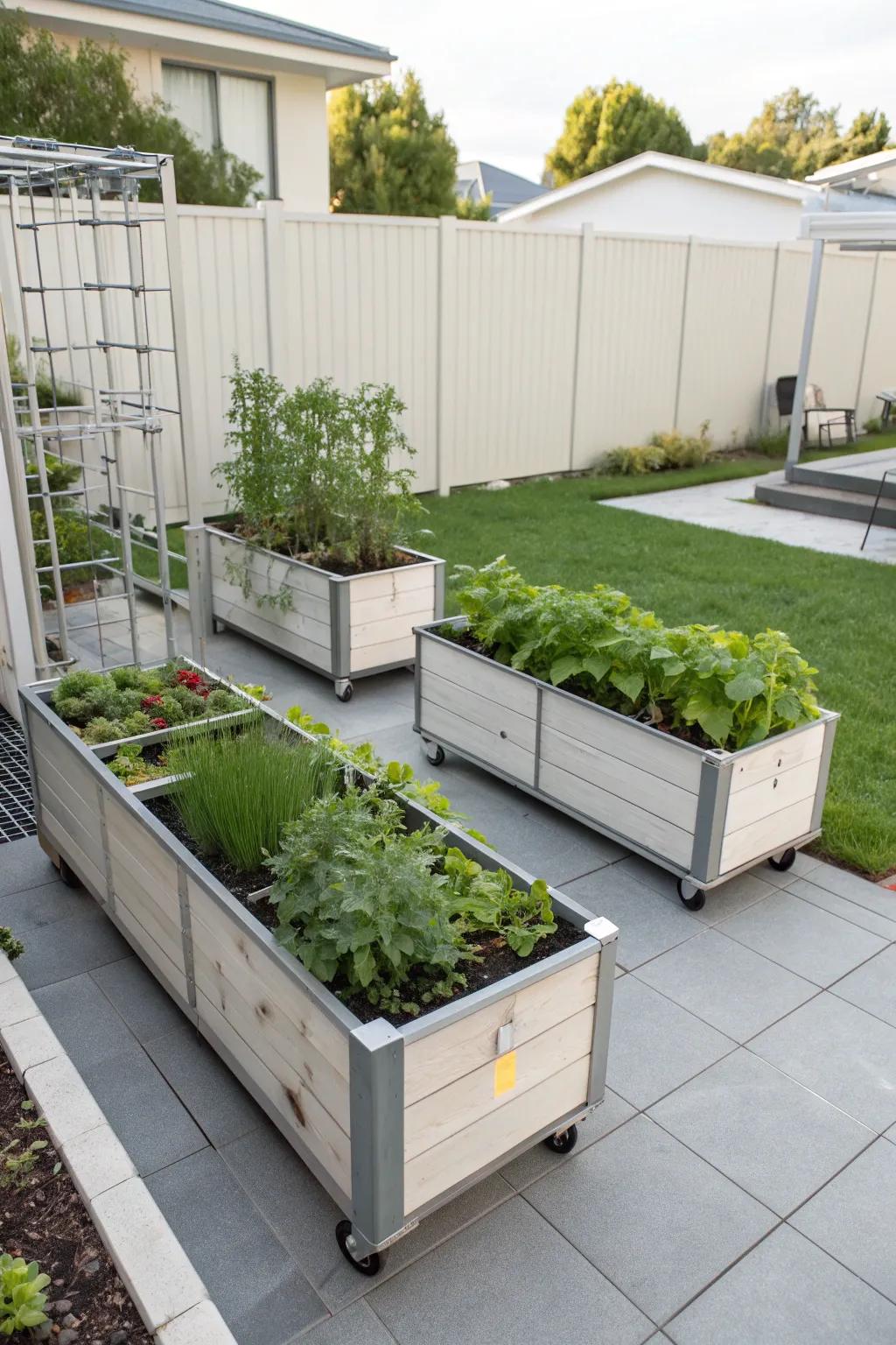 Mobile containers allow easy relocation for optimal growth.