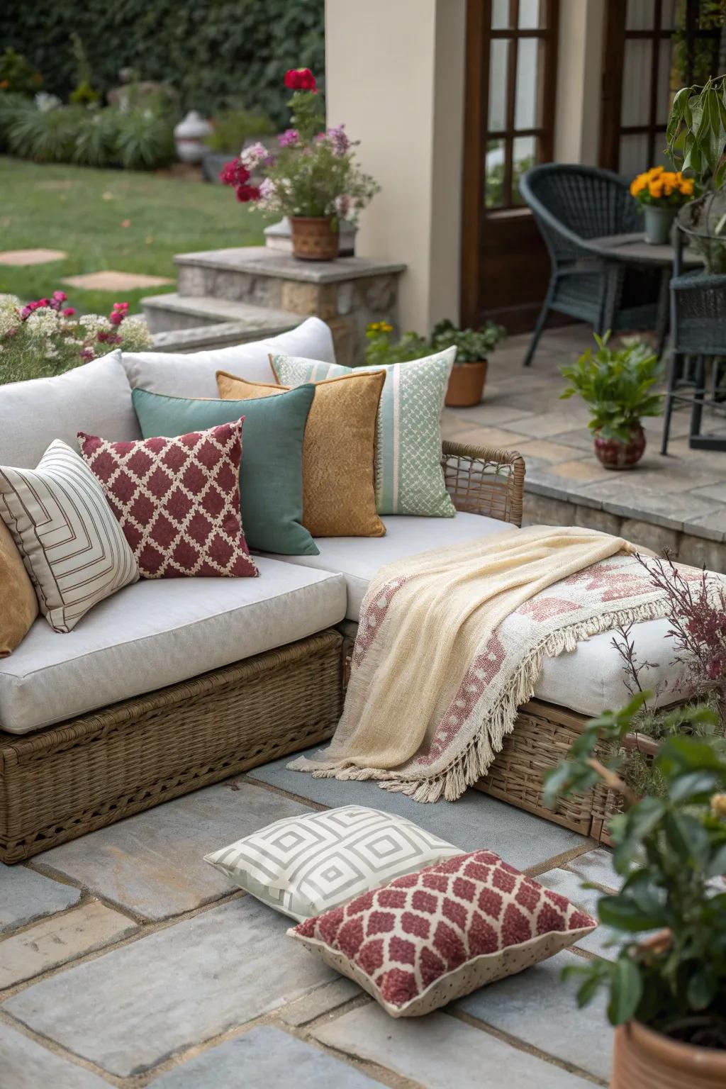 Mixing fabric textures enhances the tactile appeal of your seating.